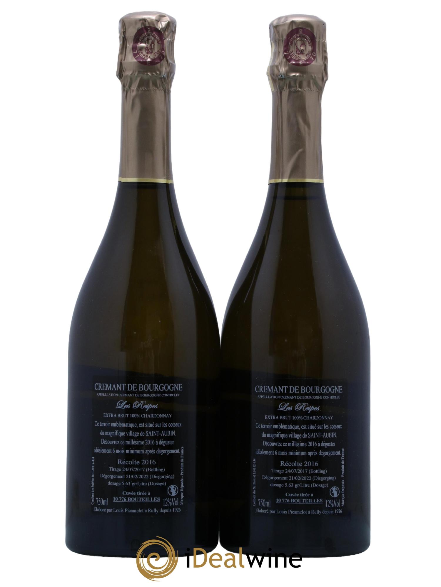 Crémant de Bourgogne Cuvee Les Reipes Maison Louis Picamelot 2016 - Lot de 2 bouteilles - 1