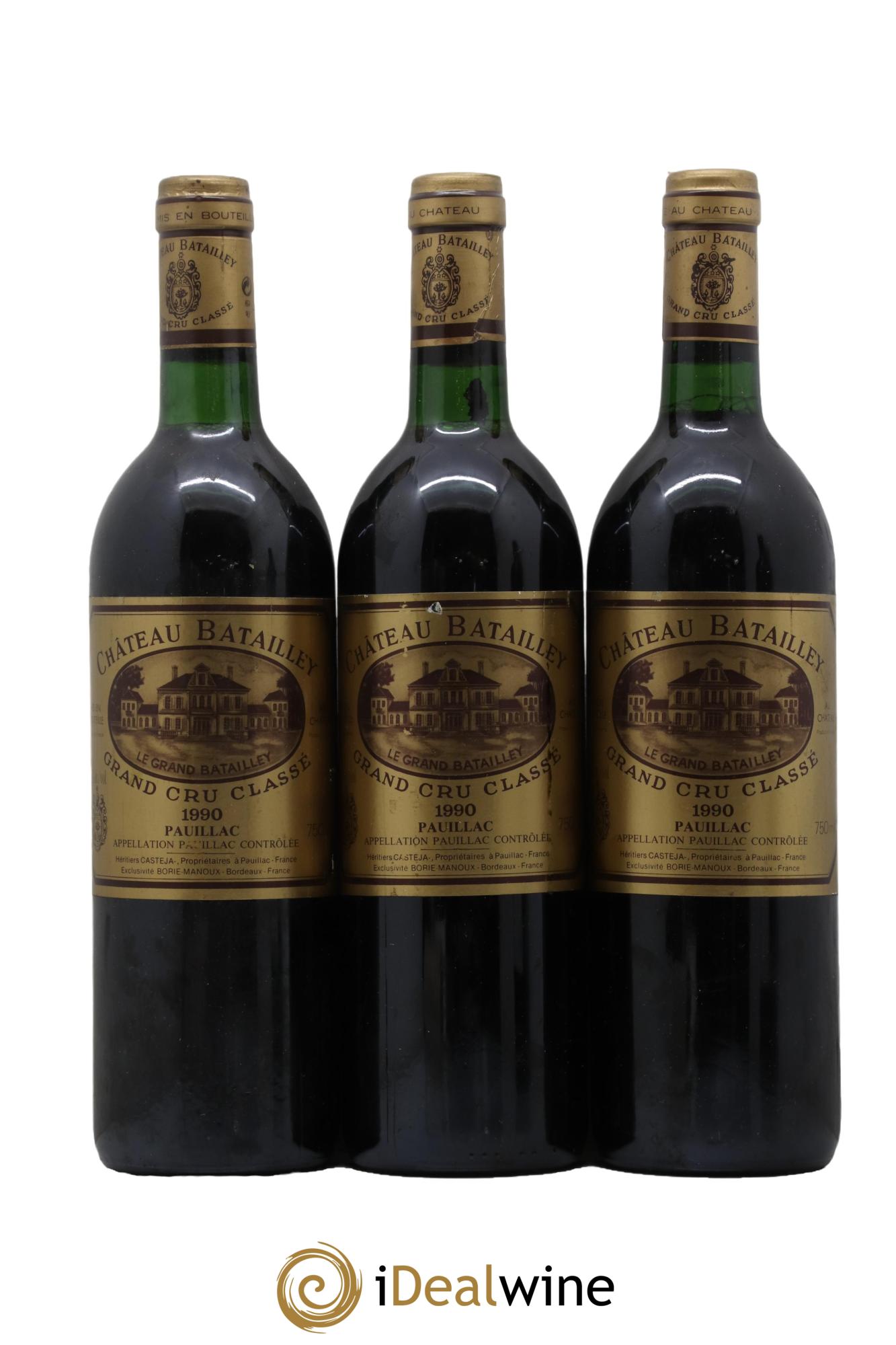Château Batailley 5ème Grand Cru Classé 1990 - Posten von 3 Flaschen - 0
