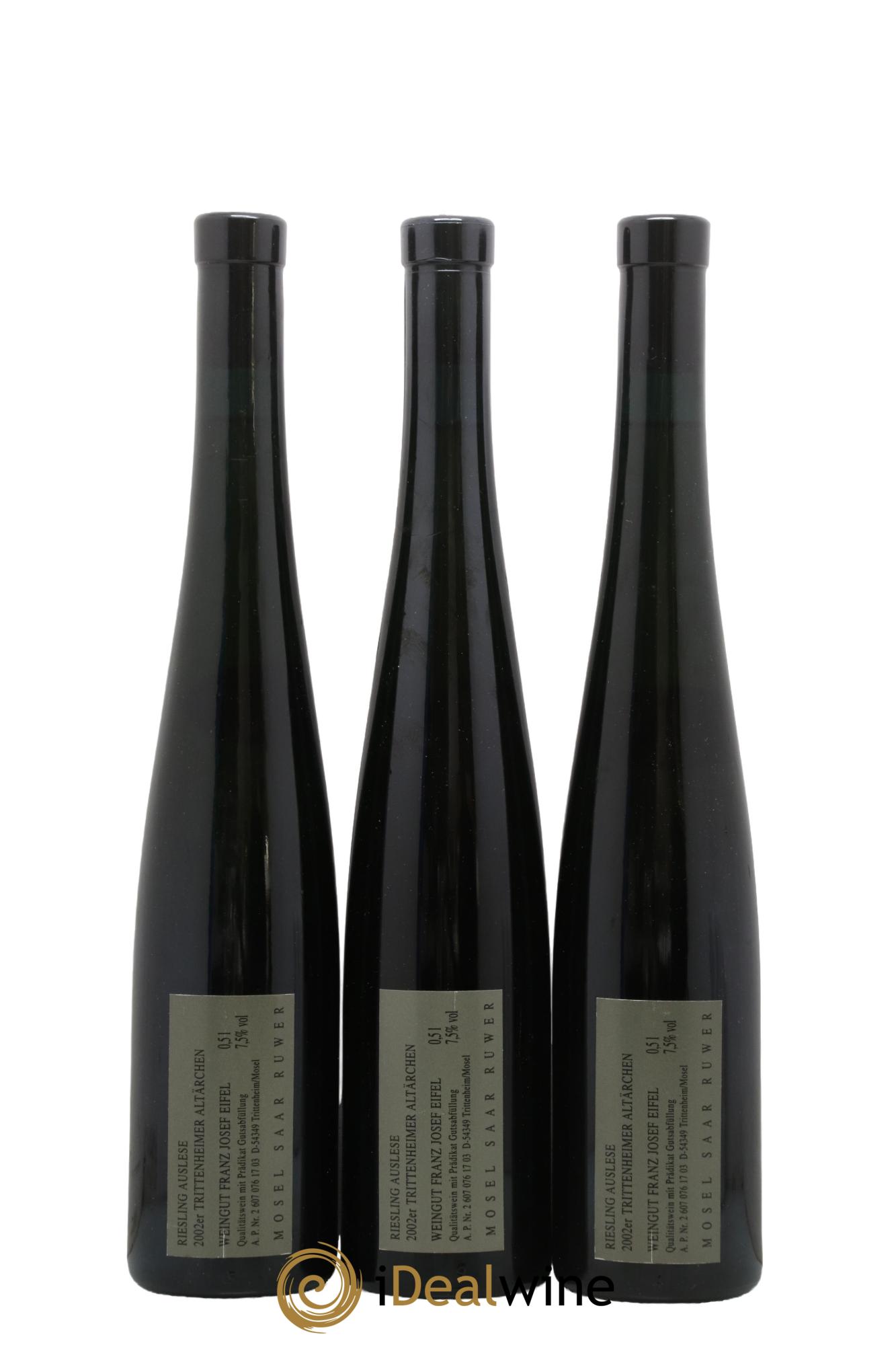 Allemagne Mosel-Saar Trittenheimer Altärchen Auslese F. J. Eifel 2002 - Lot de 3 format 50cls - 1