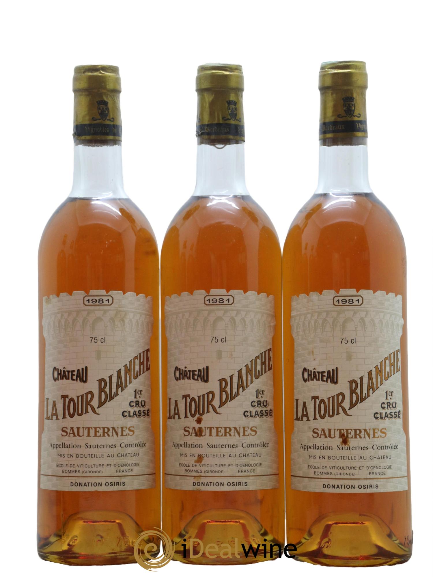 Château la Tour Blanche 1er Grand Cru Classé 1981 - Lotto di 3 bottiglie - 0