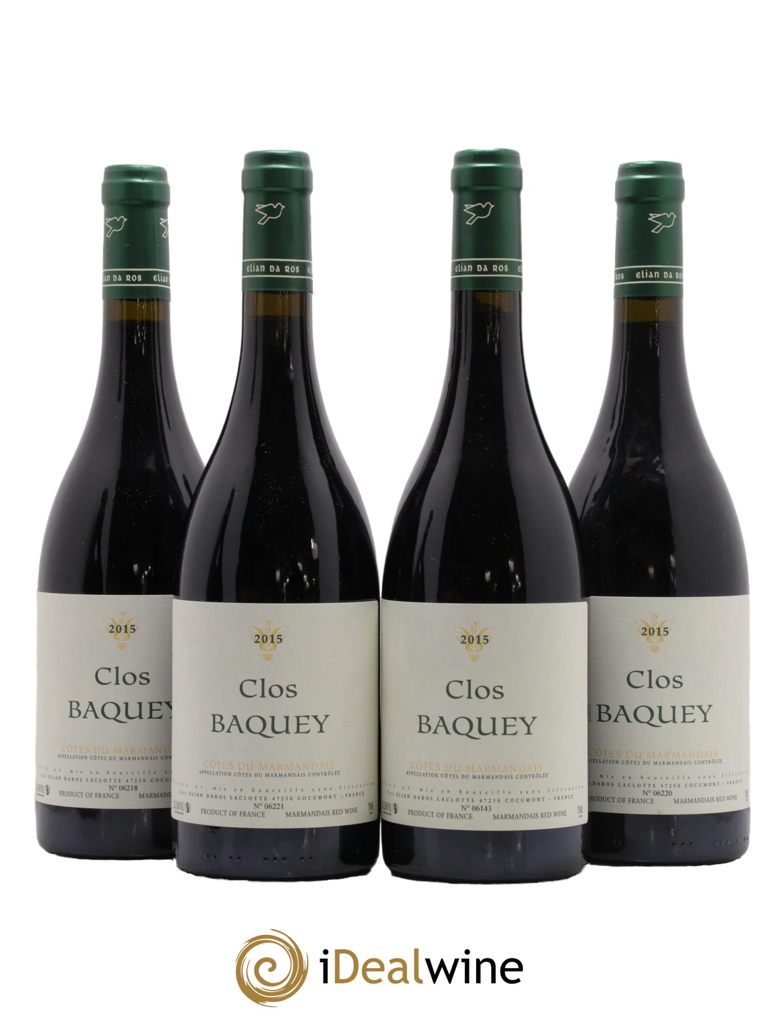 Côtes du Marmandais Clos Baquey Elian Da Ros (Domaine) 2015 - Lot de 4 bouteilles - 0