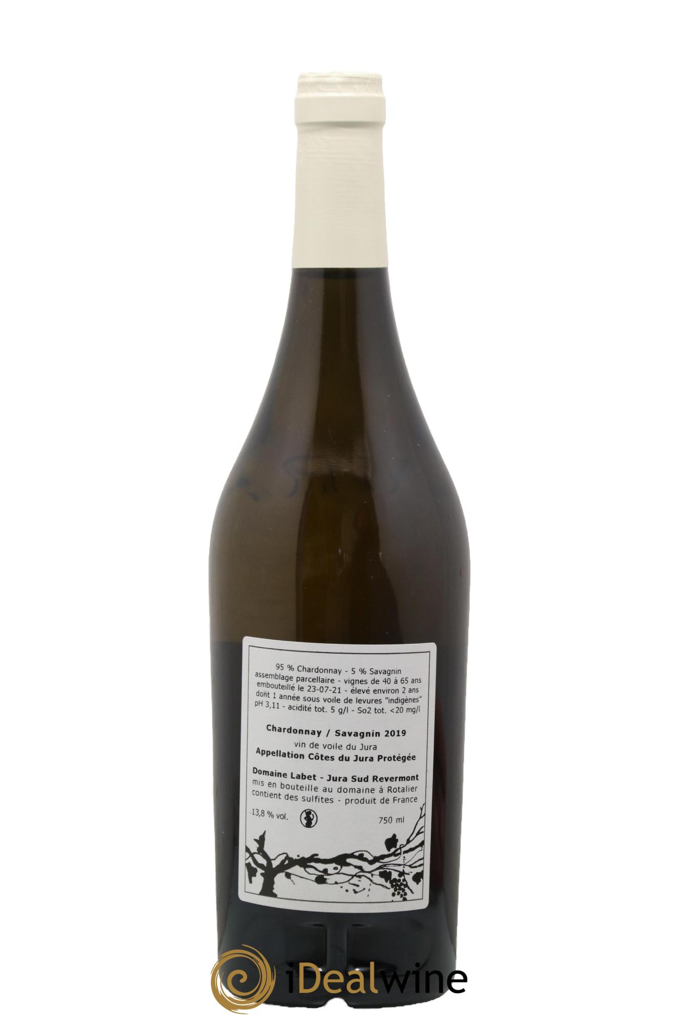 Côtes du Jura Vin de Voile Chardonnay-Savagnin cuvée de garde Romain - Julien - Charline Labet 2019 - Lot de 1 bouteille - 1