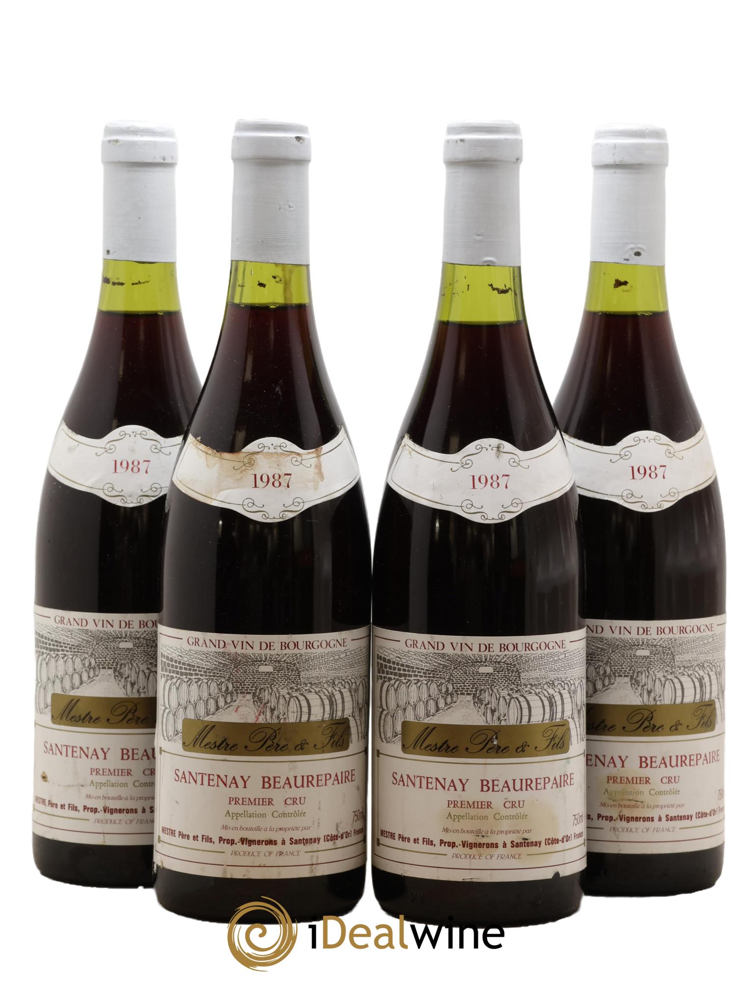 Santenay 1er Cru Beaurepaire Mestre Père et Fils 1987 - Lot de 4 bouteilles - 0