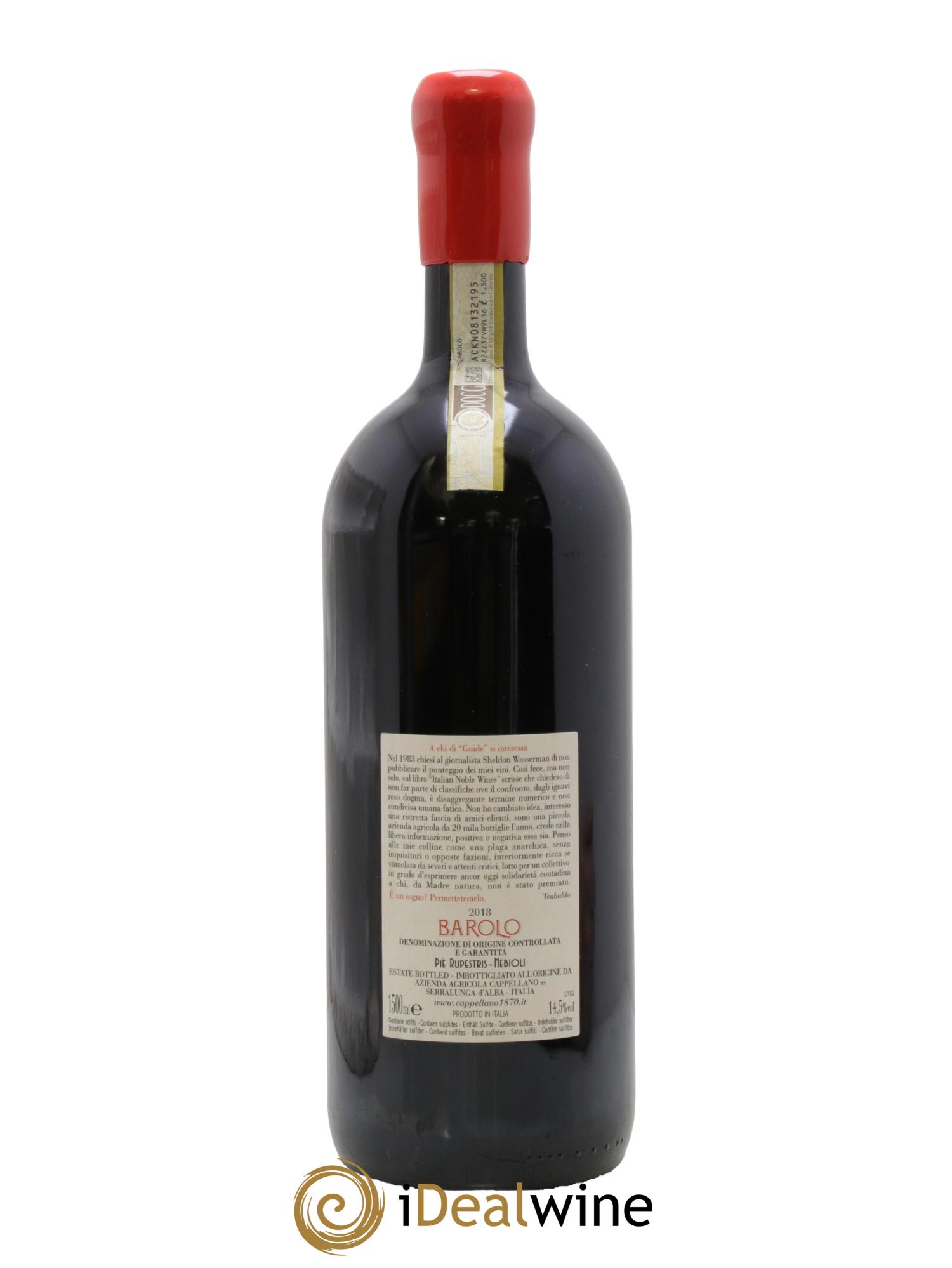 Barolo DOCG Pie Rupestris Cappellano 2018 - Lot of 1 magnum - 2