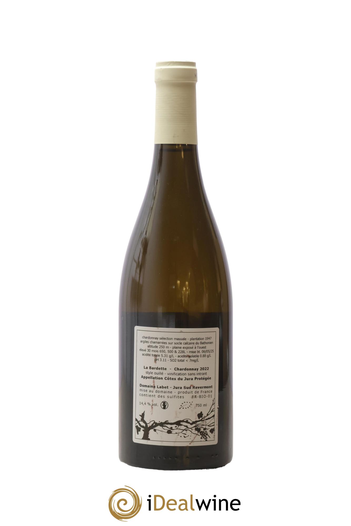 Côtes du Jura Chardonnay La Bardette Romain - Julien - Charline Labet 2022 - Lot de 1 bouteille - 1
