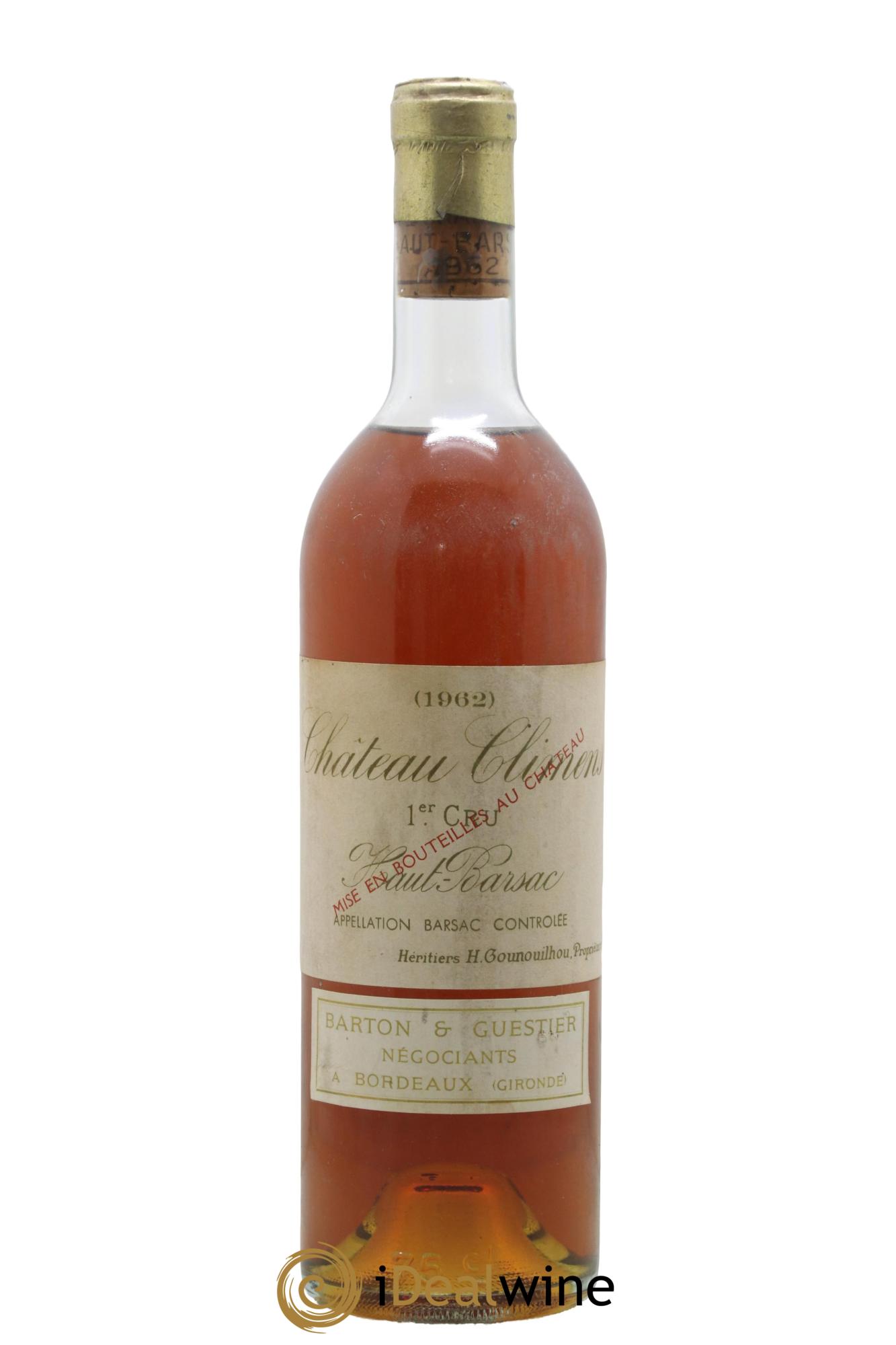Château Climens 1er Grand Cru Classé 1962 - Lot de 1 bouteille - 0