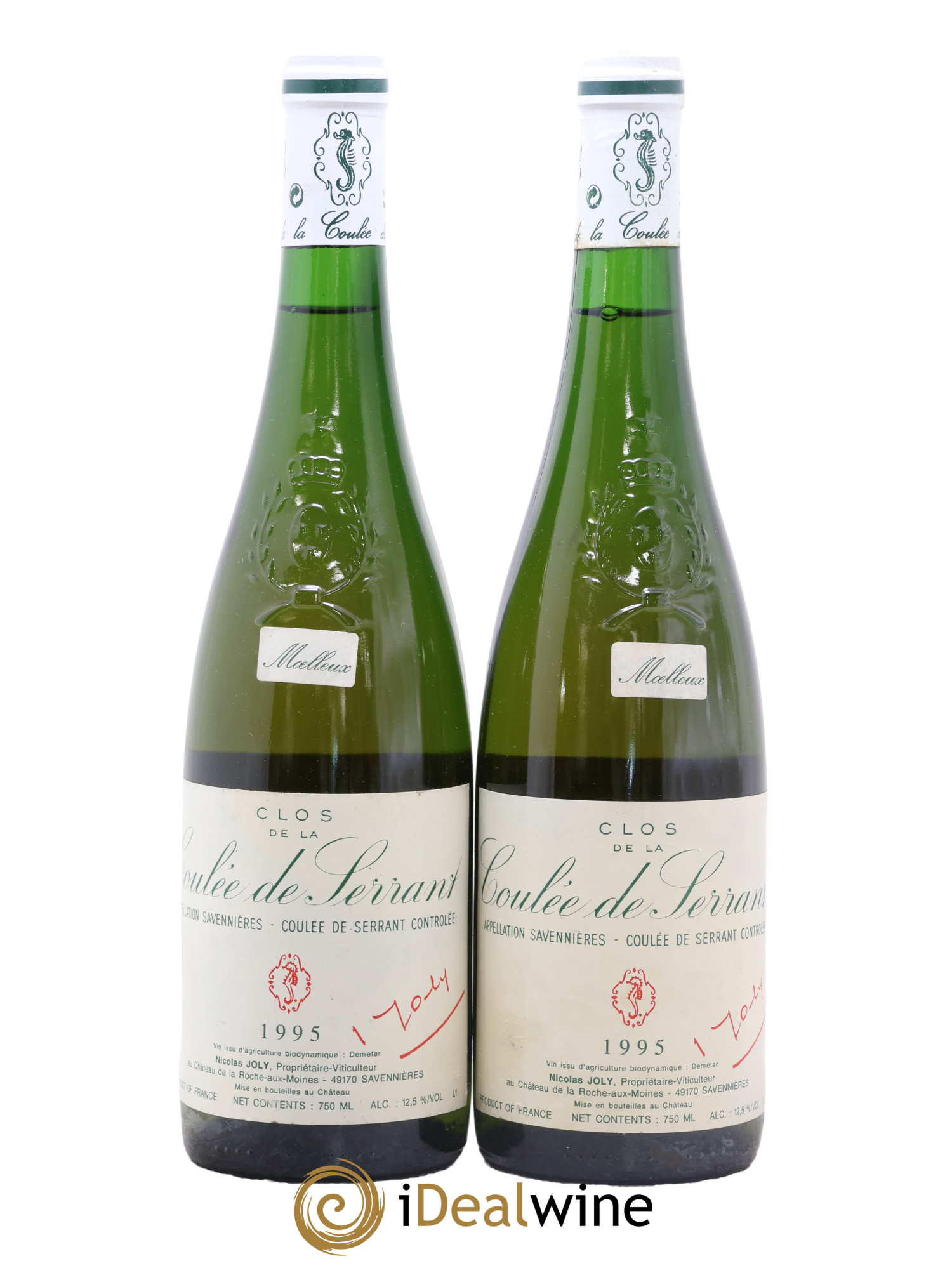Savennières Clos de la Coulée de Serrant Moelleux Vignobles de la Coulée de Serrant - Nicolas Joly 1995 - Lot of 2 bottles - 0