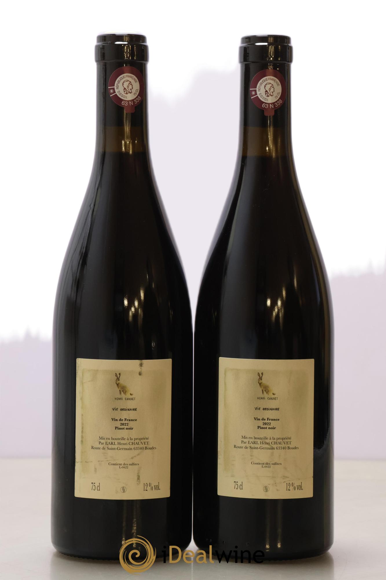 Vin de France Vie ordinaire Henri Chauvet 2022 - Lot de 2 bouteilles - 1