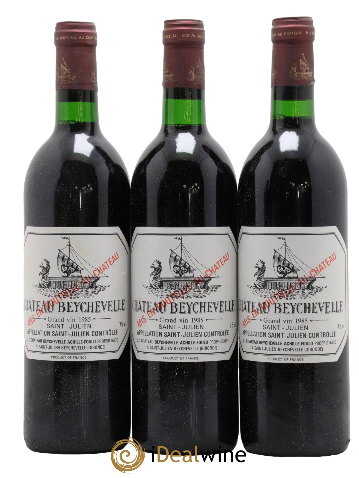 Château Beychevelle 4ème Grand Cru Classé 1985 - Lot de 3 bouteilles - 0