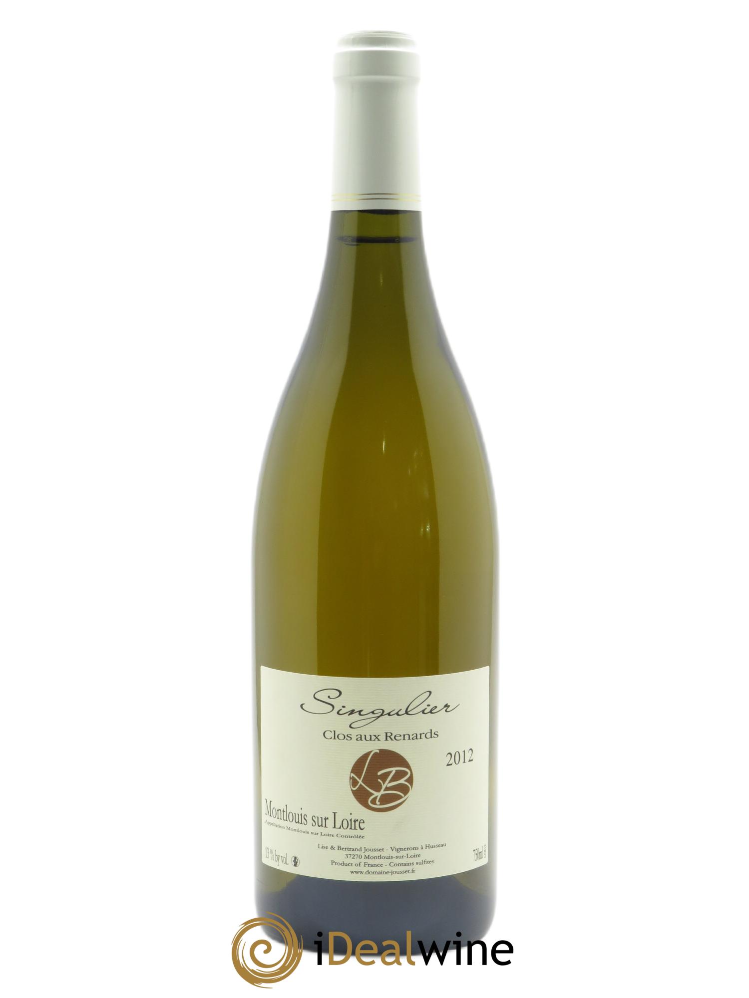Montlouis-sur-Loire Clos aux Renards Singulier Lise et Bertrand Jousset 2012 - Lot of 1 bottle - 0