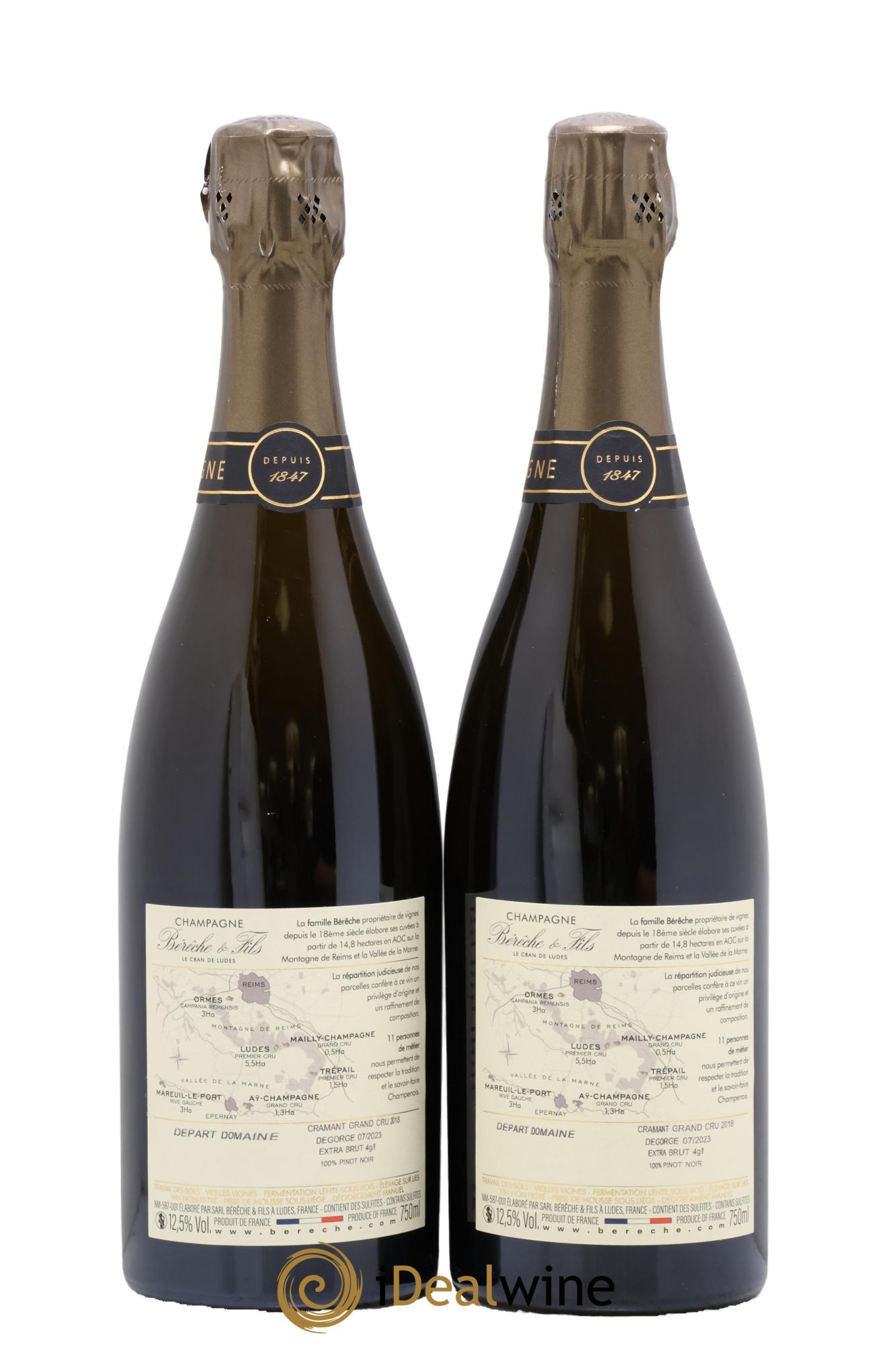 Cramant Grand Cru Extra-Brut Bérêche et Fils 2018 - Lot of 2 bottles - 1