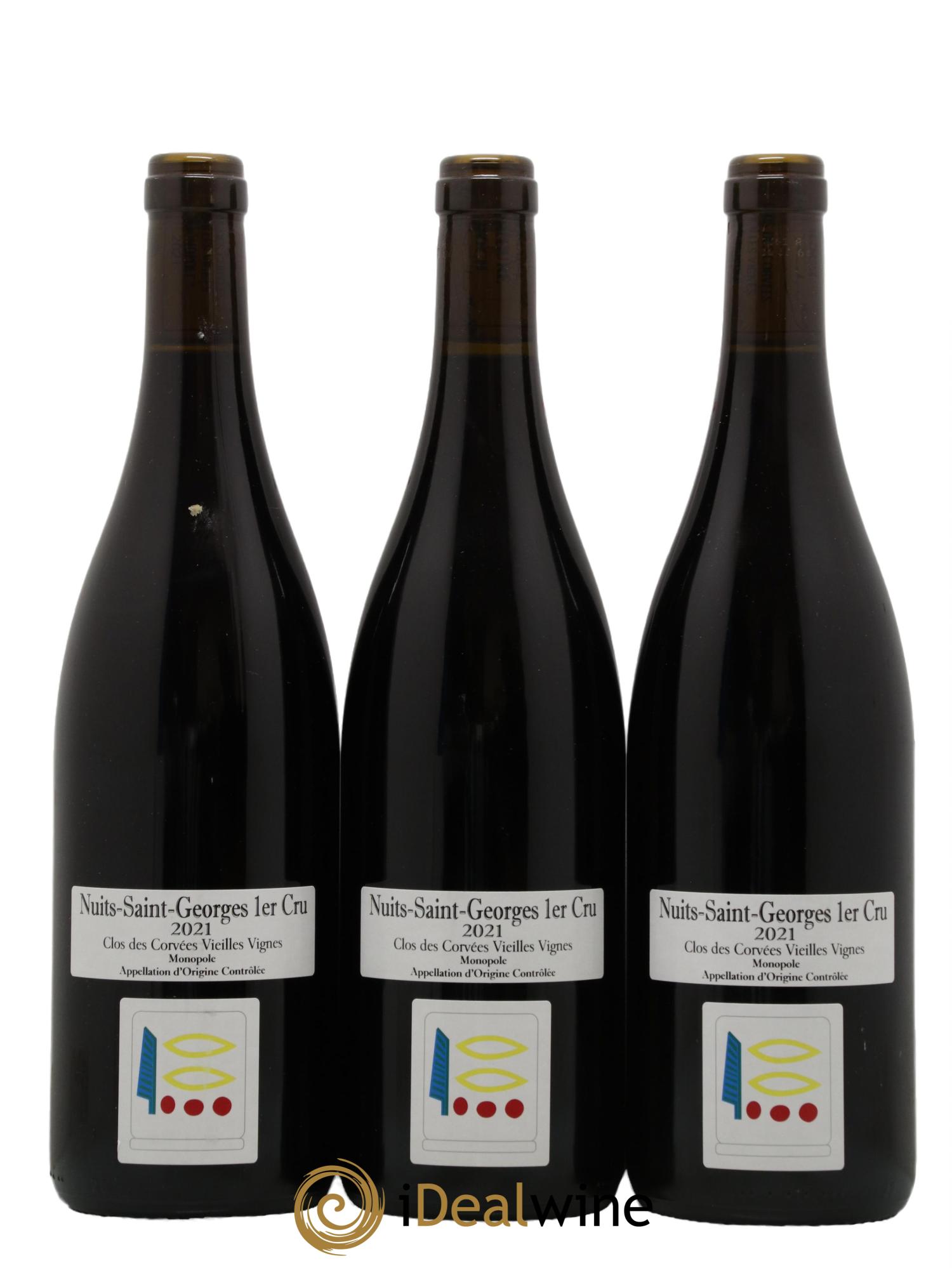 Nuits-Saint-Georges 1er Cru Le Clos des Corvées Vieilles Vignes Prieuré Roch 2021 - Lot de 3 bouteilles - 0