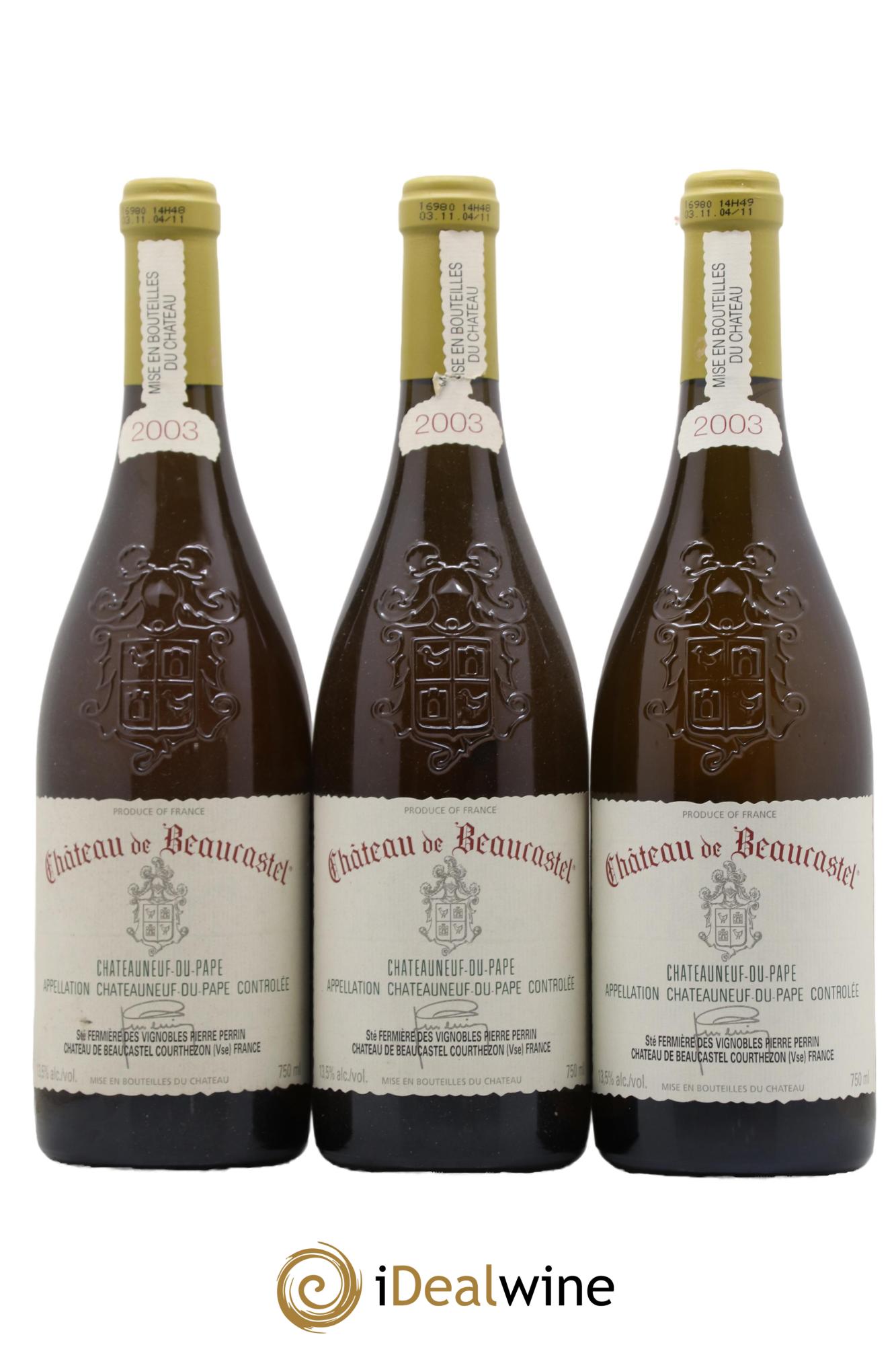 Châteauneuf-du-Pape Château de Beaucastel Famille Perrin 2003 - Lot de 3 bouteilles - 0