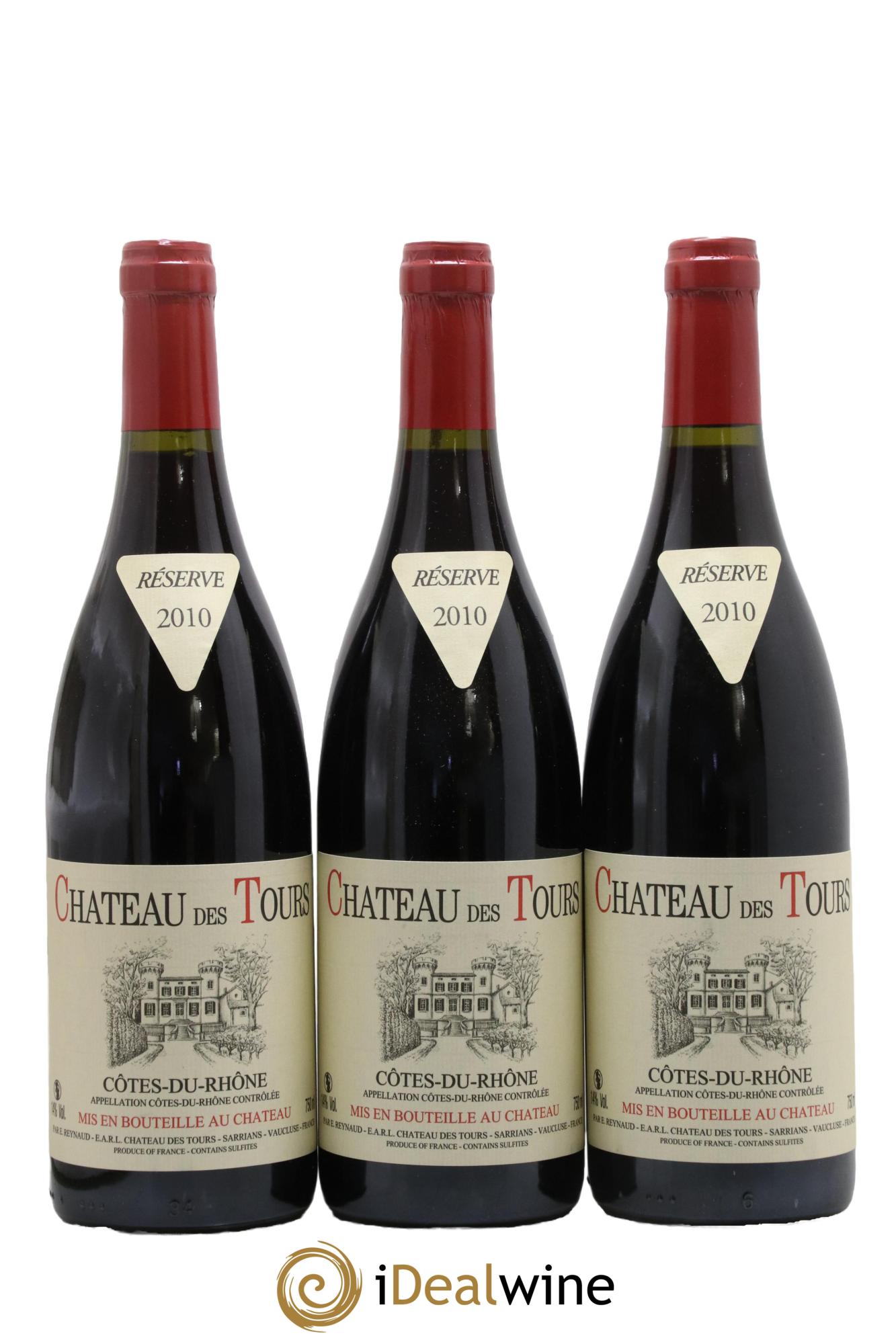 Côtes-du-Rhône Château des Tours Emmanuel Reynaud 2010 - Lot de 3 bouteilles - 0