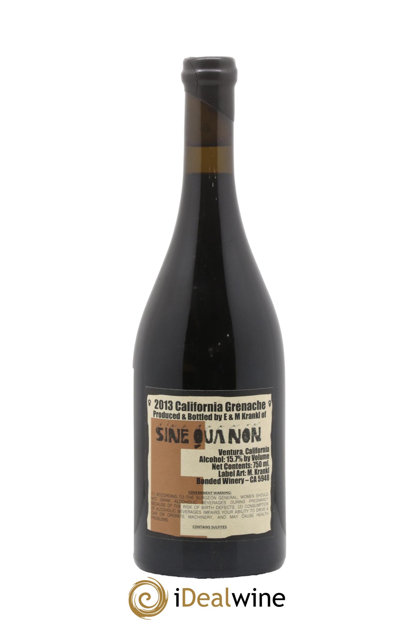 California Female Grenache Manfred Krankl - Sine Qua Non 2013 - Lot of 1 bottle - 1