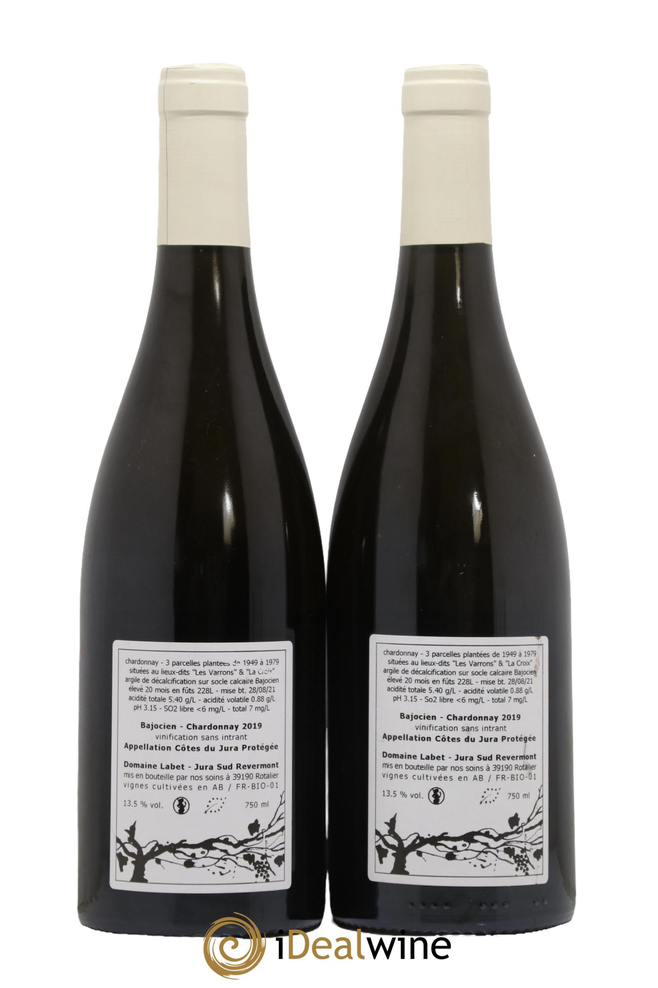 Côtes du Jura Chardonnay Bajocien Romain - Julien  - Charline Labet 2019 - Lot de 2 bouteilles - 1