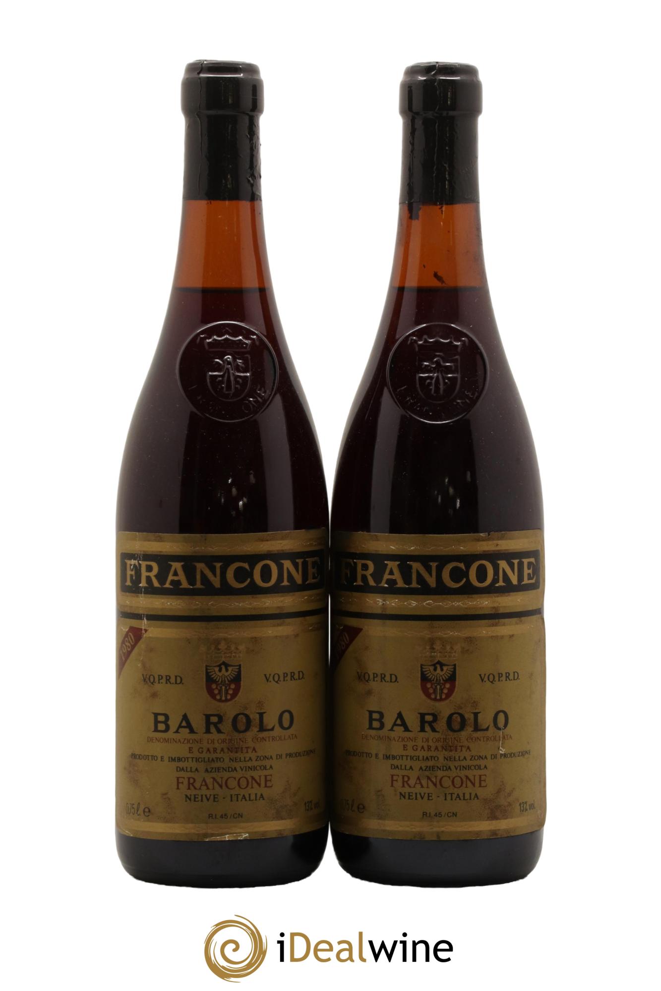 Barolo Francone 1980 - Lot de 2 bouteilles - 0