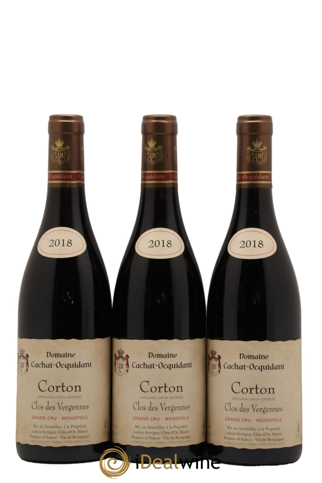 Corton Grand Cru Clos des Vergennes Cachat-Ocquidant 2018 - Lot de 3 bouteilles - 0