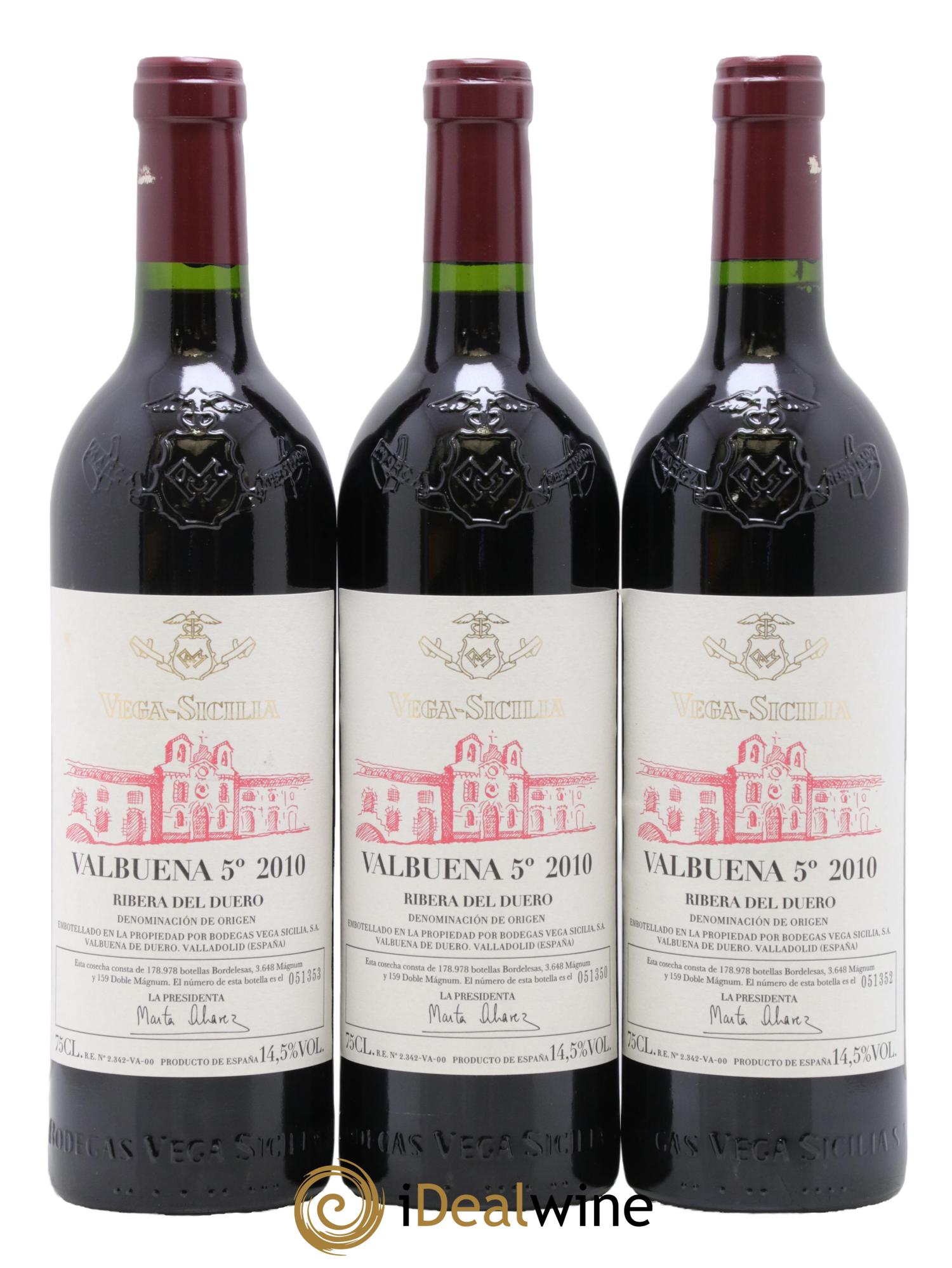 Ribera Del Duero DO Vega Sicilia Valbuena 5 ano Famille Alvarez 2010 - Lot of 6 bottles - 1
