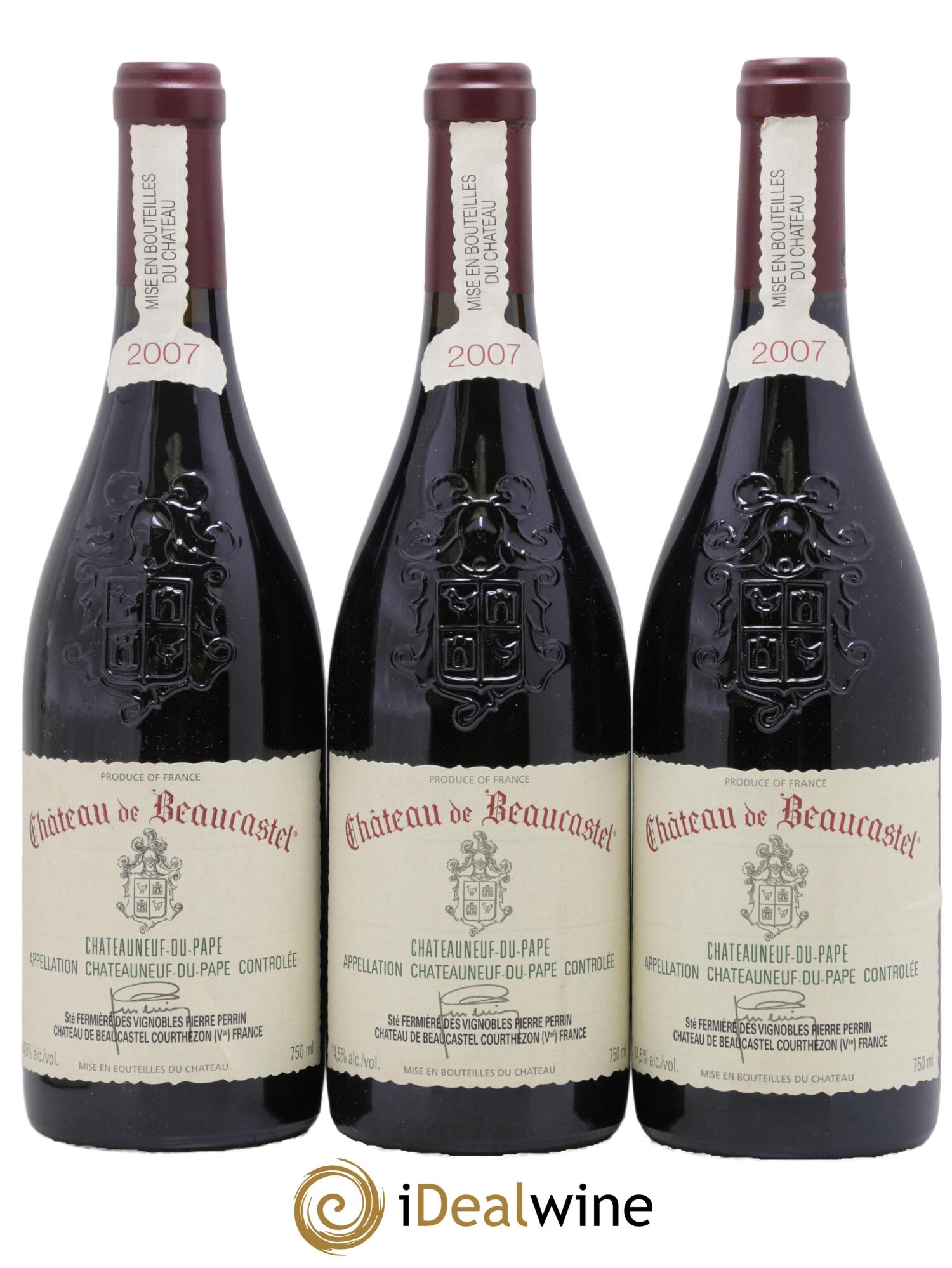 Châteauneuf-du-Pape Château de Beaucastel Famille Perrin 2007 - Lot de 3 bouteilles - 0
