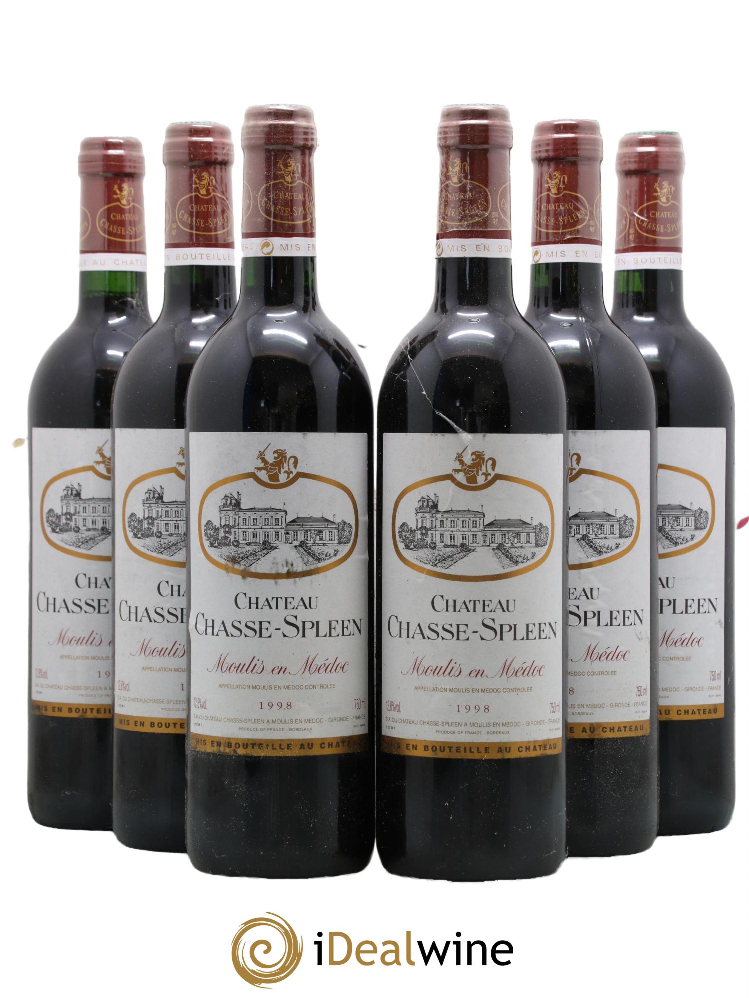 Château Chasse Spleen 1998 - Lot de 6 bouteilles - 0