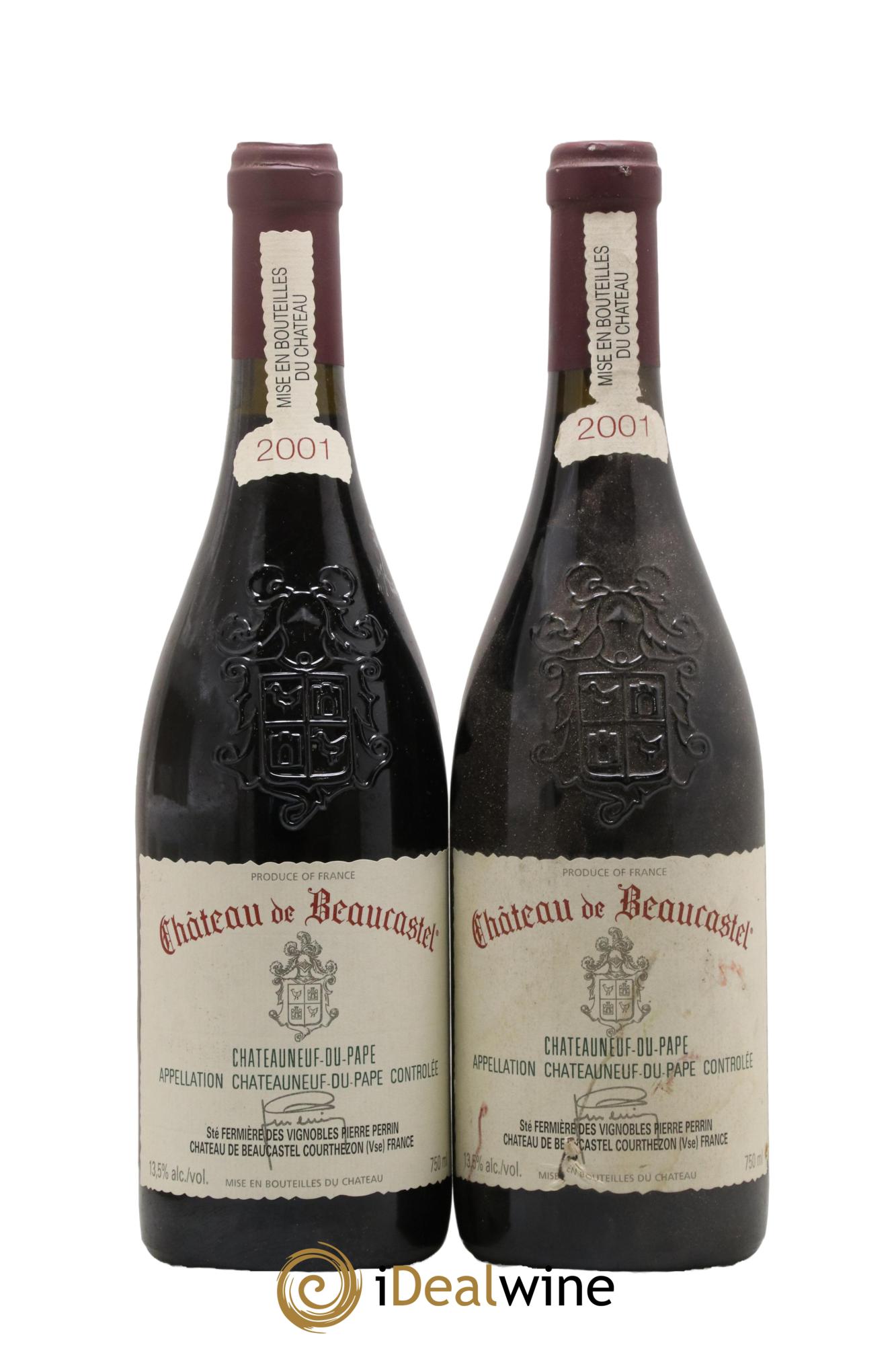 Châteauneuf-du-Pape Château de Beaucastel Famille Perrin 2001 - Posten von 2 Flaschen - 0