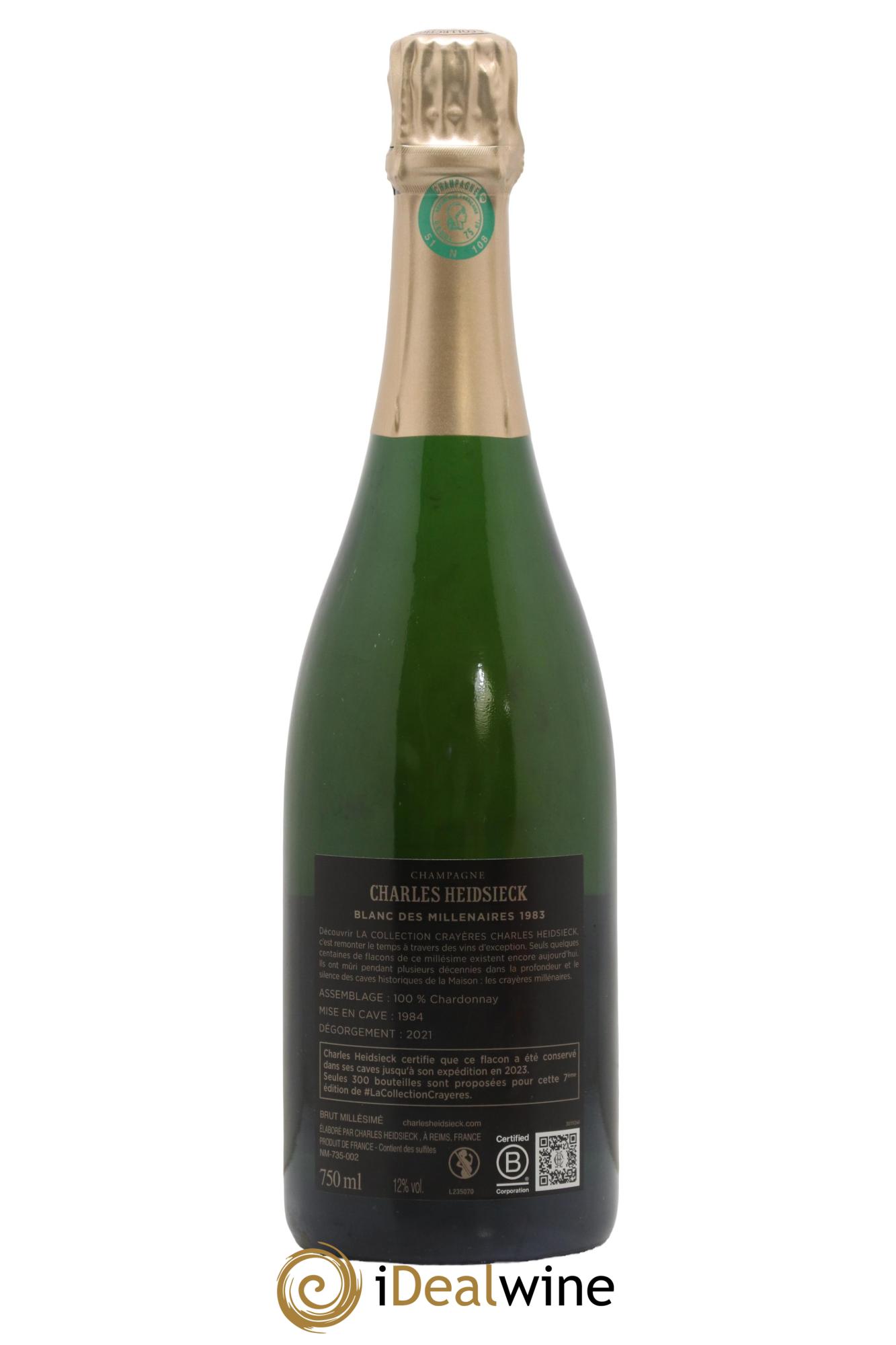 Blanc de Blancs Blanc des Millénaires Brut Charles Heidsieck  1983 - Lot of 1 bottle - 2