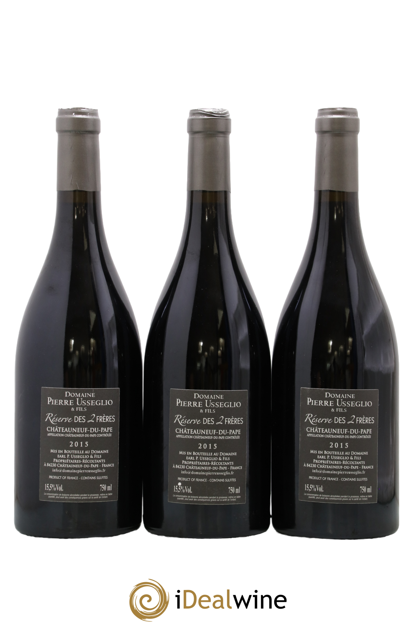 Châteauneuf-du-Pape Réserve des 2 frères Pierre Usseglio & Fils 2015 - Lot of 3 bottles - 1