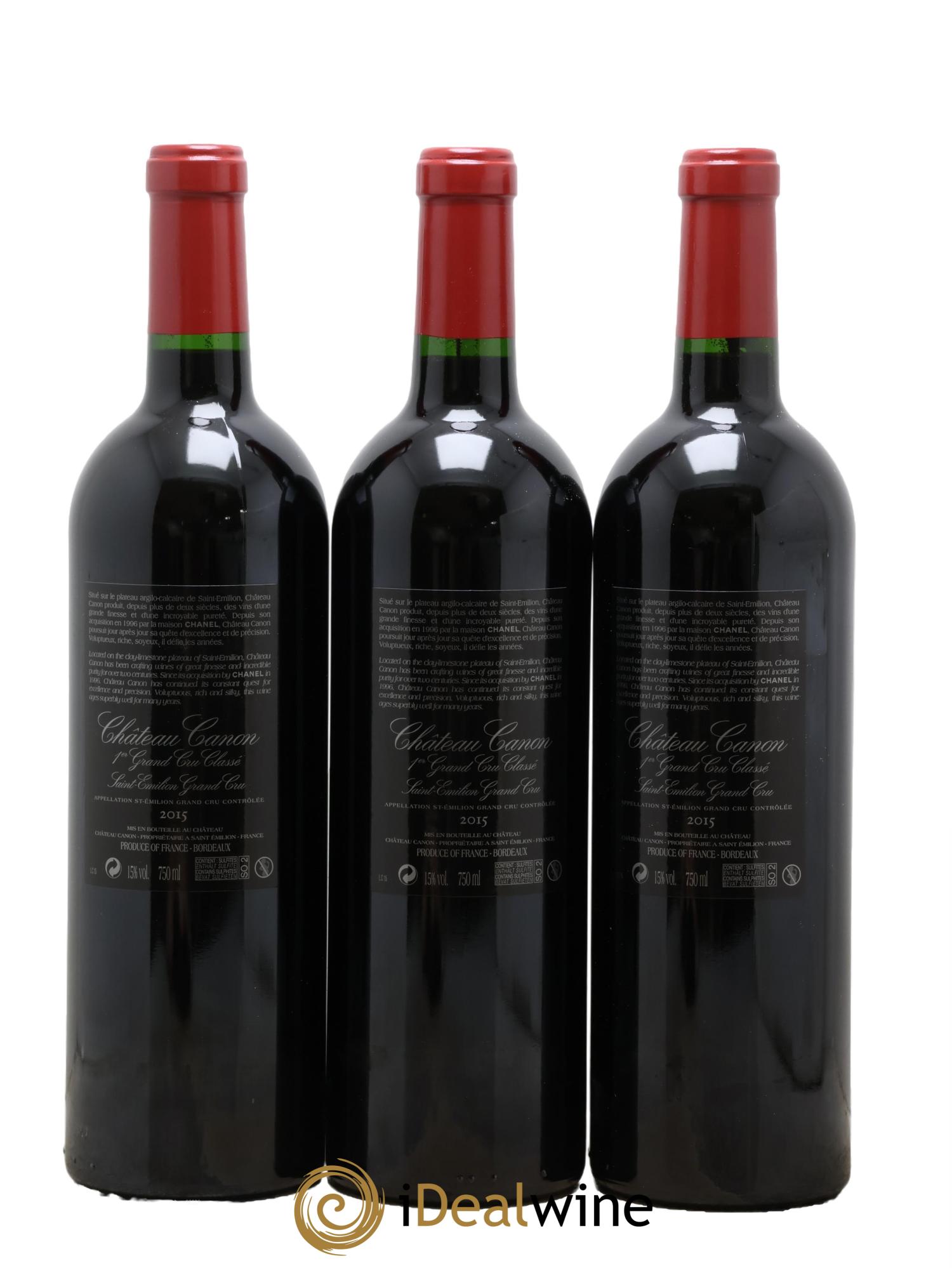 Château Canon 1er Grand Cru Classé B 2015 - Lotto di 3 bottiglie - 1