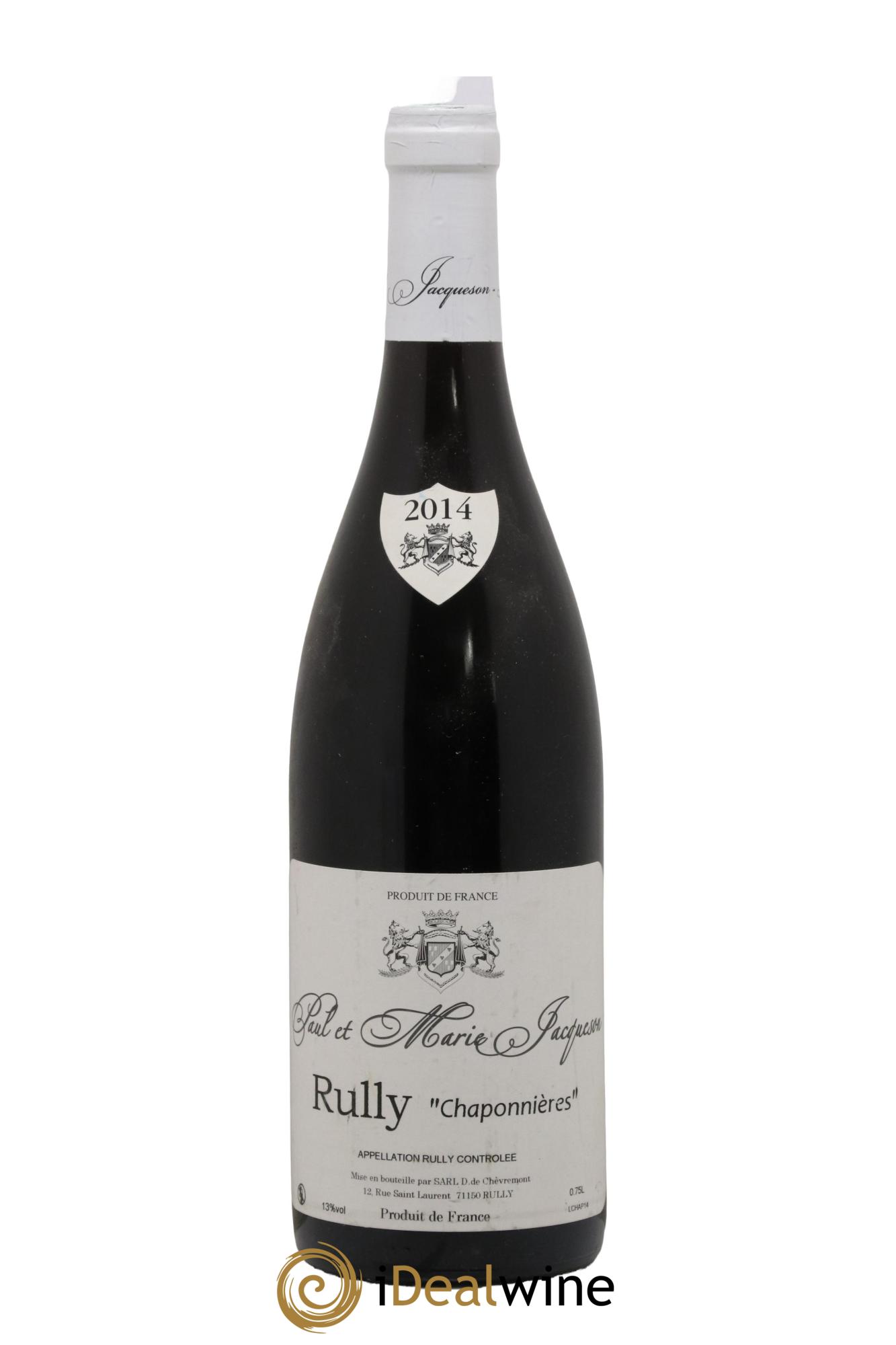 Rully Les Chaponnières Paul & Marie Jacqueson 2014 - Lot de 1 bouteille - 0