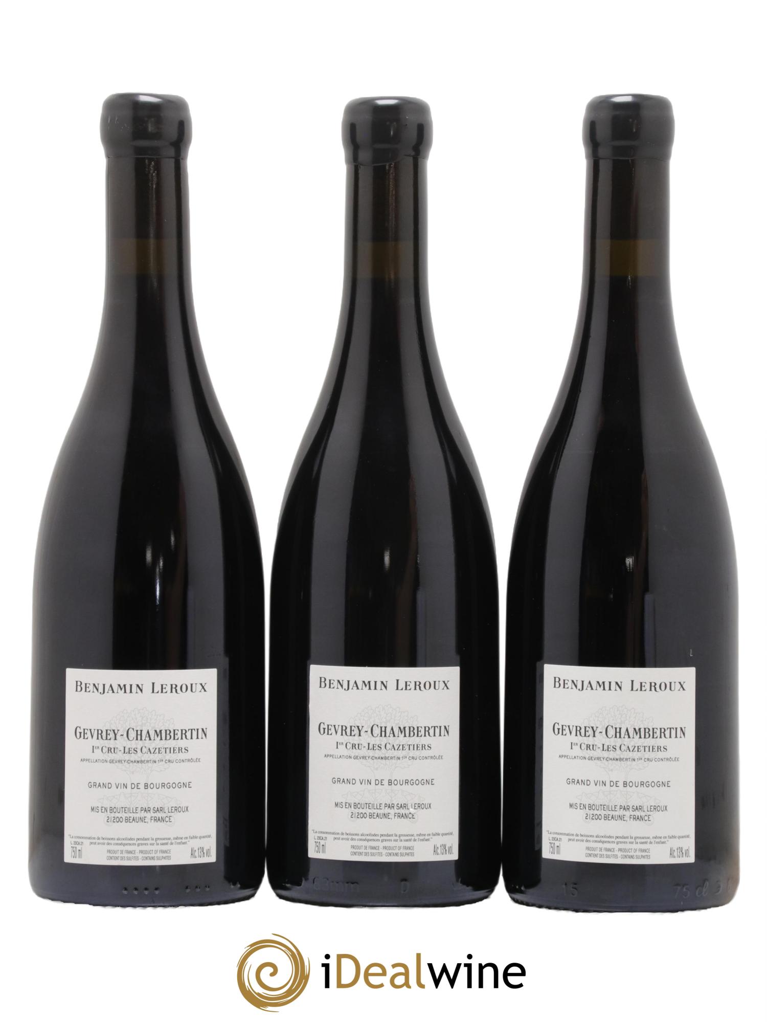 Gevrey-Chambertin 1er Cru Les Cazetiers Benjamin Leroux 2021 - Lot of 3 bottles - 1