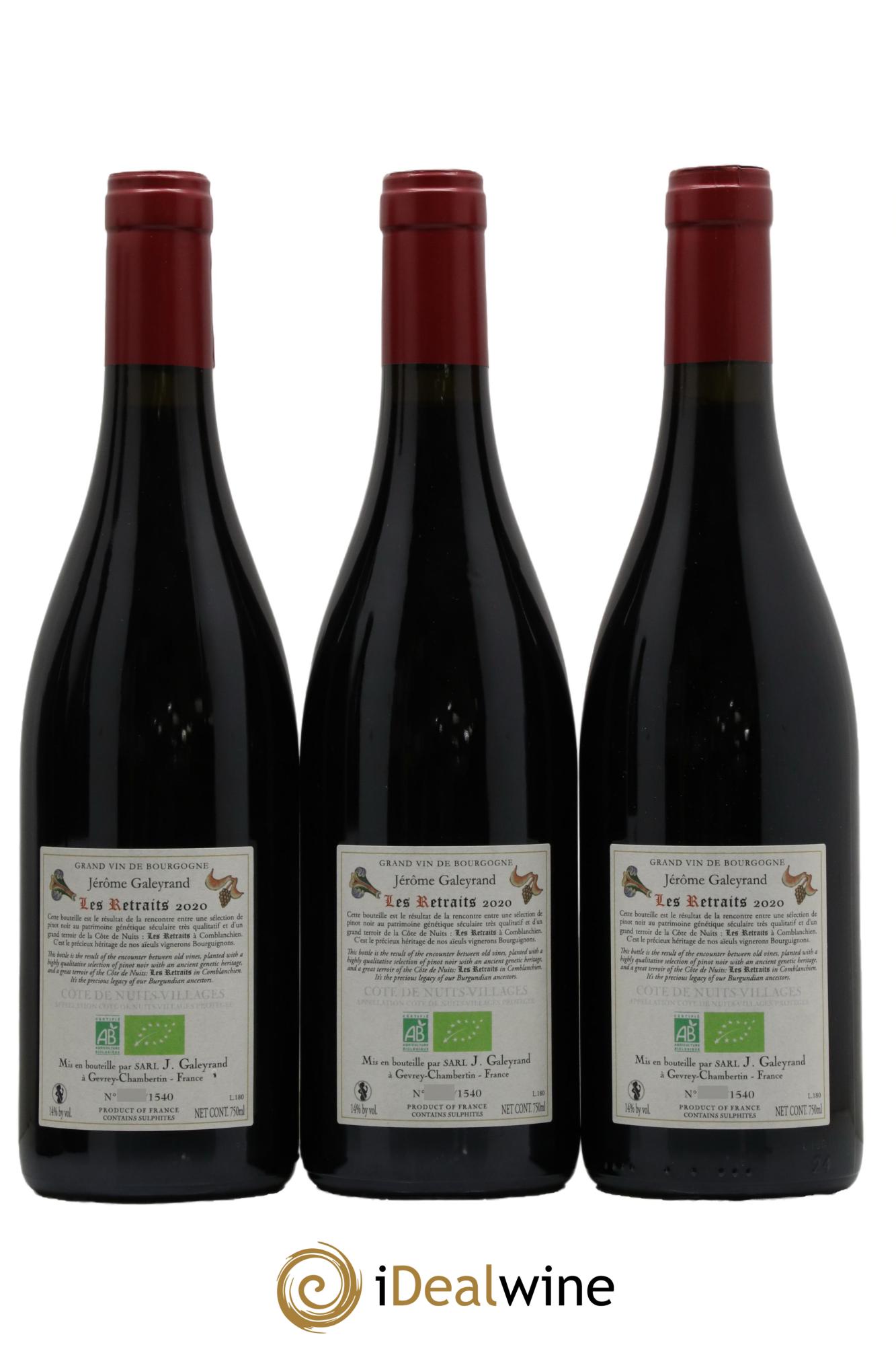 Côte de Nuits-Villages Les Retraits Jérôme Galeyrand 2020 - Lot de 3 bouteilles - 1