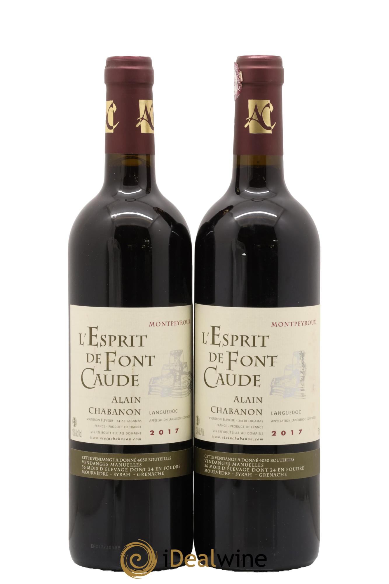 Languedoc Montpeyroux Alain Chabanon (Domaine) L'Esprit de Font Caude 2017 - Lot de 2 bouteilles - 0