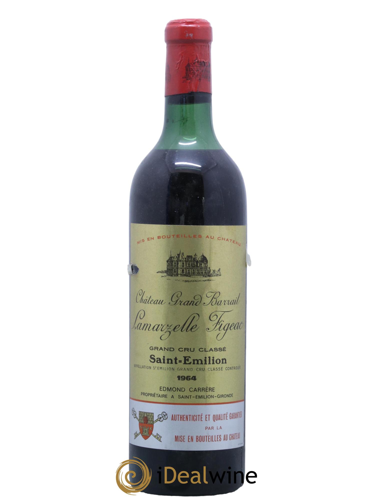Château Grand Barrail Lamarzelle Figeac Grand Cru Classé 1964 - Lot de 1 bouteille - 0