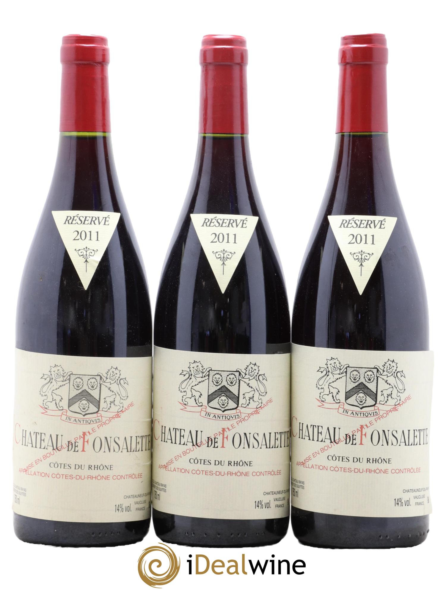 Côtes-du-Rhône Château de Fonsalette Emmanuel Reynaud 2011 - Lot de 3 bouteilles - 0