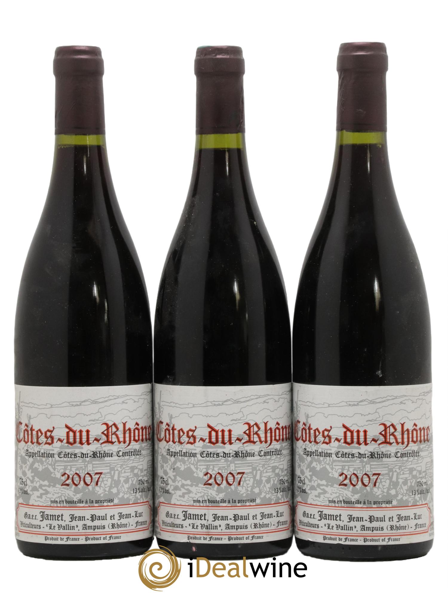 Côtes-du-Rhône Jamet (Domaine) 2007 - Lot de 3 bouteilles - 0