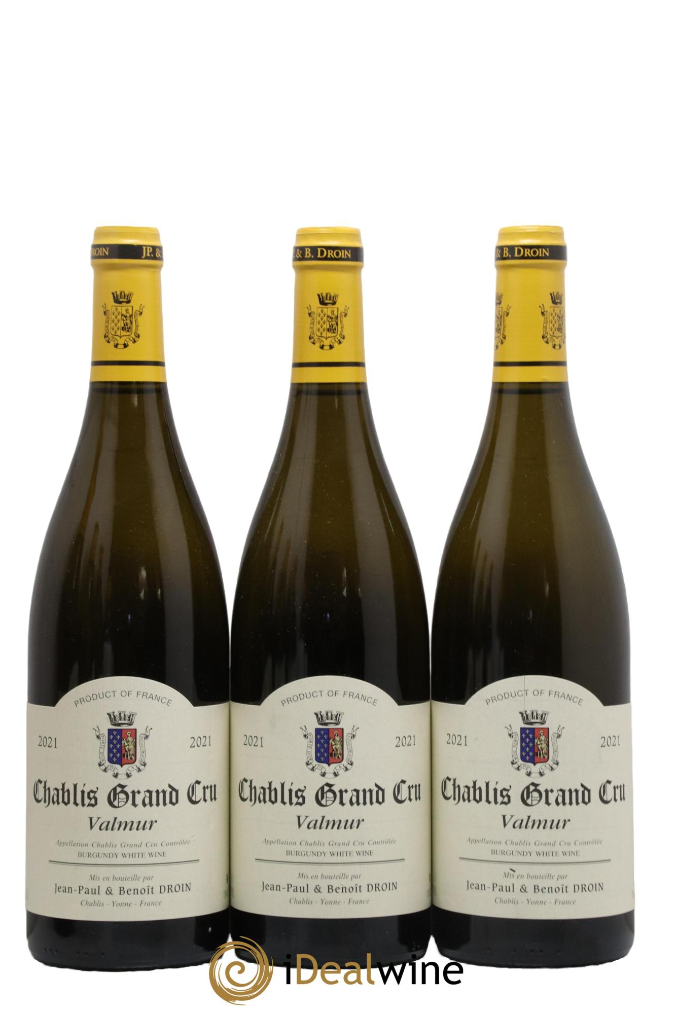 Chablis Grand Cru Valmur Jean-Paul & Benoît Droin (Domaine) 2021 - Lotto di 3 bottiglie - 0