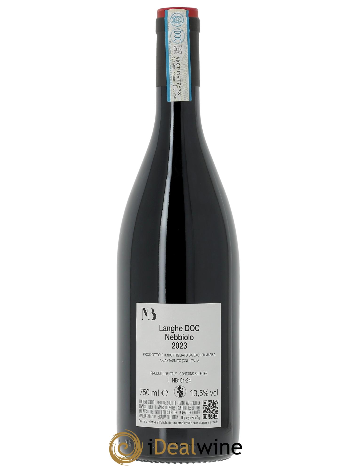 Langhe Nebbiolo DOC Marisa Bacher Rosso Bacher  2023 - Lot de 1 bouteille - 1