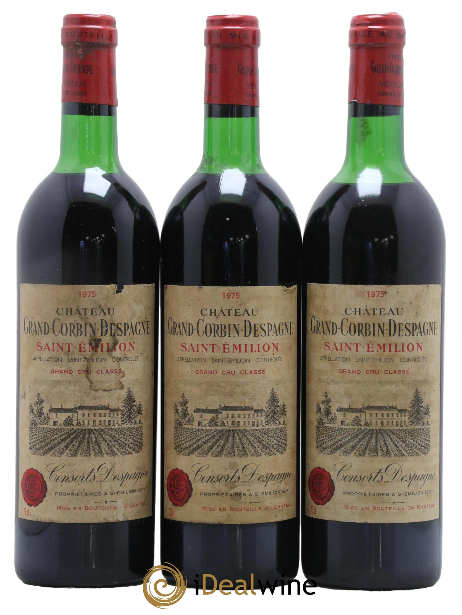 Château Grand Corbin Despagne Grand Cru Classé 1975 - Posten von 3 Flaschen - 0