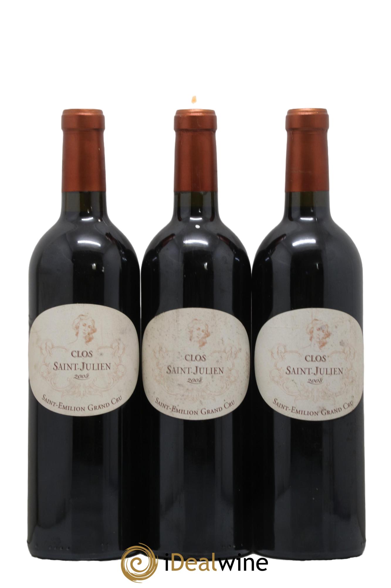 Saint-Émilion Grand Cru Clos Saint-Julien 2008 - Lot de 3 bouteilles - 0