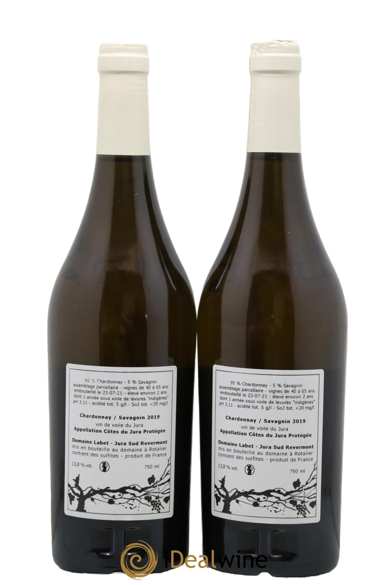 Côtes du Jura Vin de Voile Chardonnay-Savagnin cuvée de garde Romain - Julien - Charline Labet 2019 - Lot de 2 bouteilles - 1