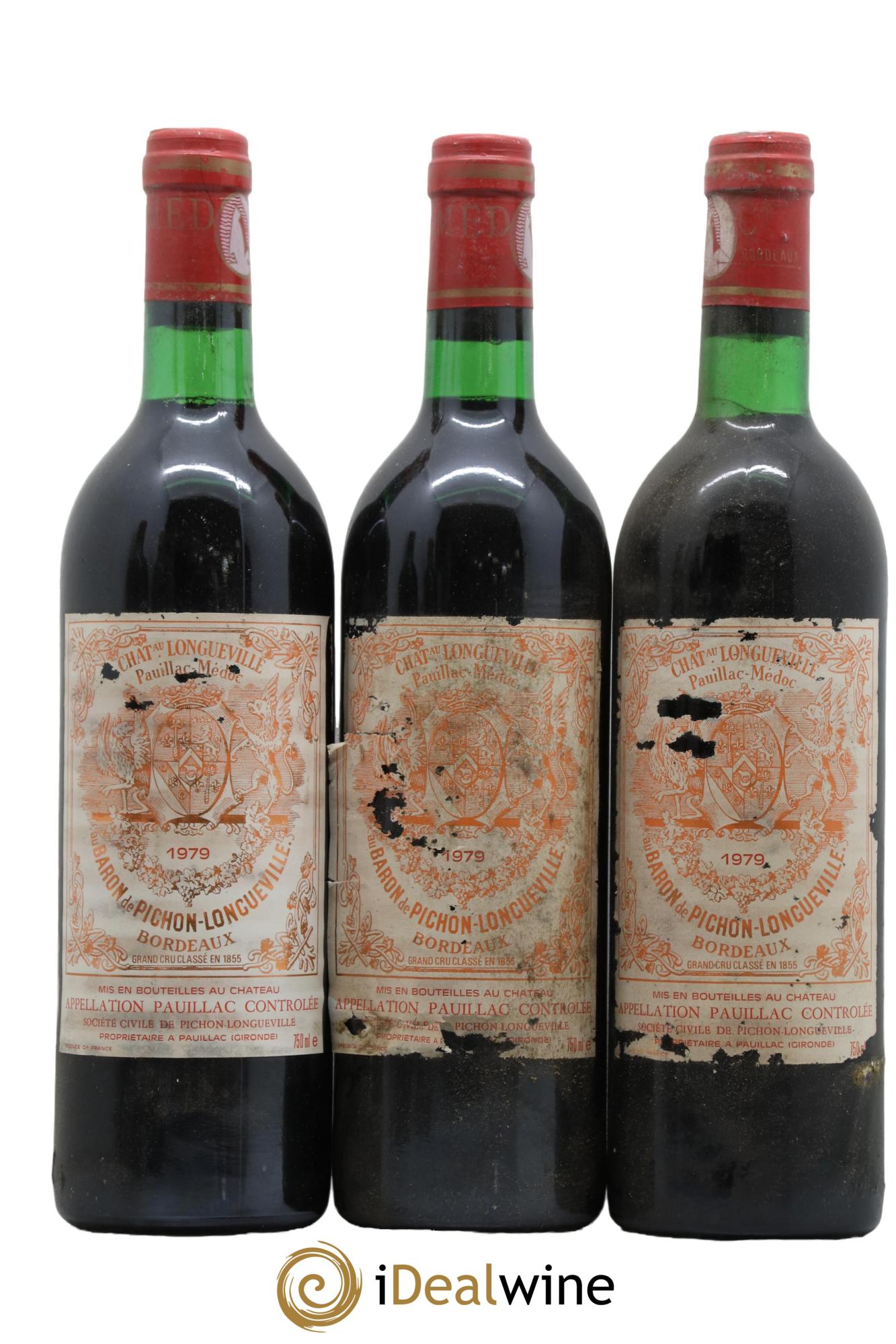 Pichon Longueville Baron 2ème Grand Cru Classé 1979 - Lot de 3 bouteilles - 0