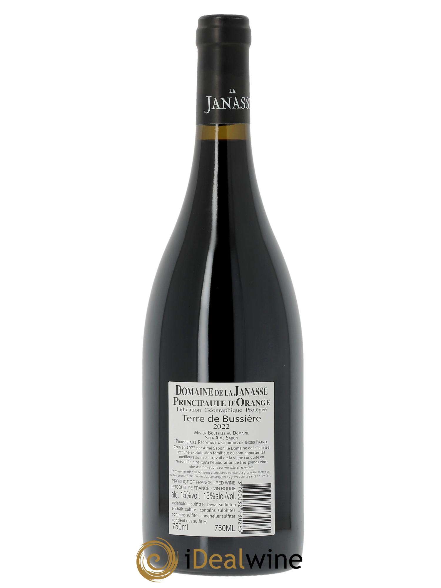 IGP Principauté d'Orange Terre de Bussière La Janasse (Domaine de)  2022 - Lot de 1 bouteille - 1
