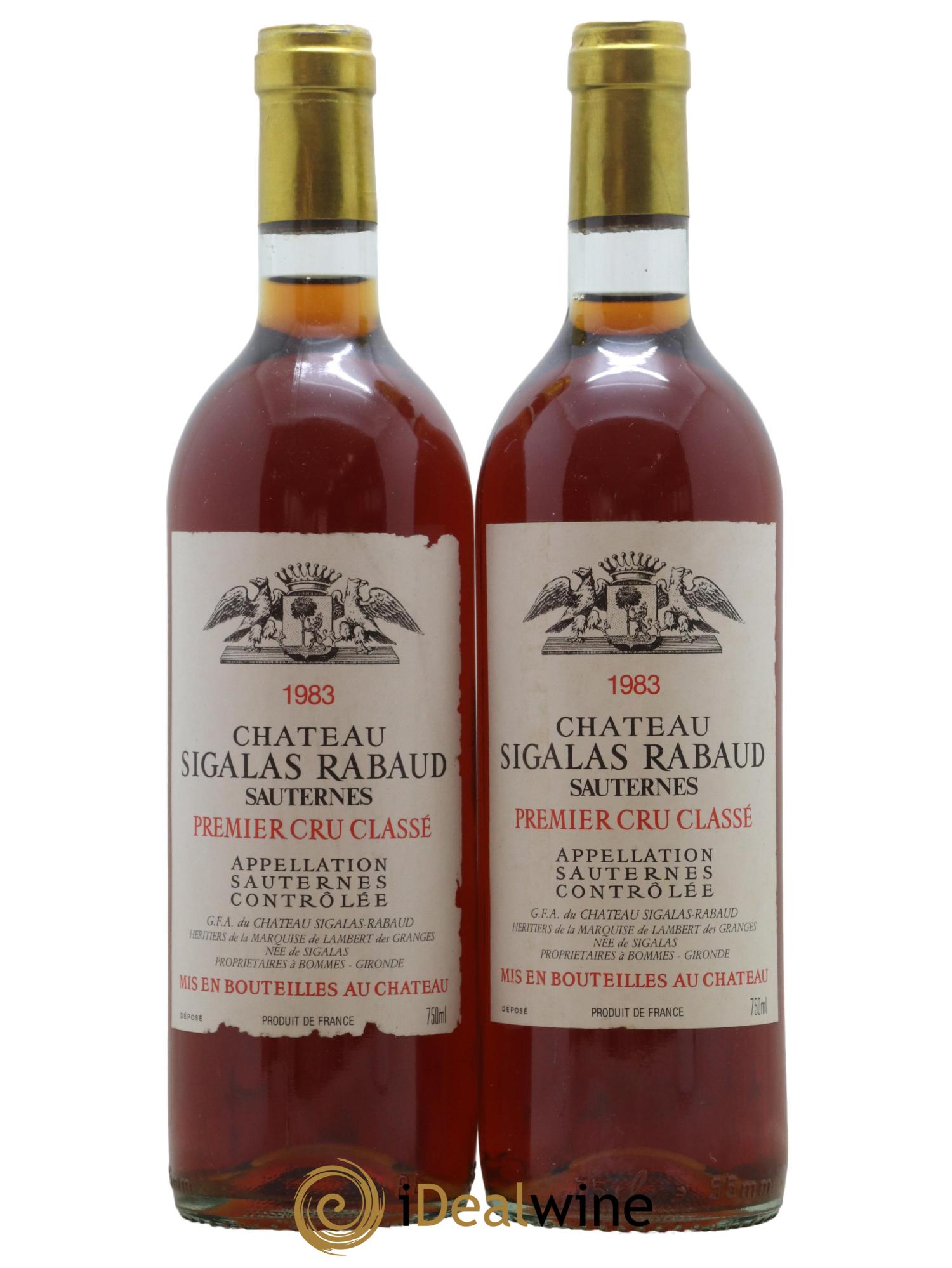 Château Sigalas Rabaud 1er Grand Cru Classé 1983 - Lotto di 2 bottiglie - 0