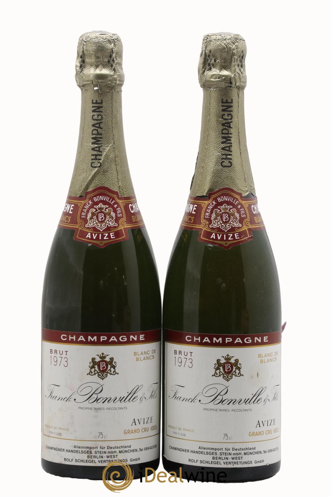 Champagne Blanc De Blancs Franck Bonville 1973 - Lot of 2 bottles - 0