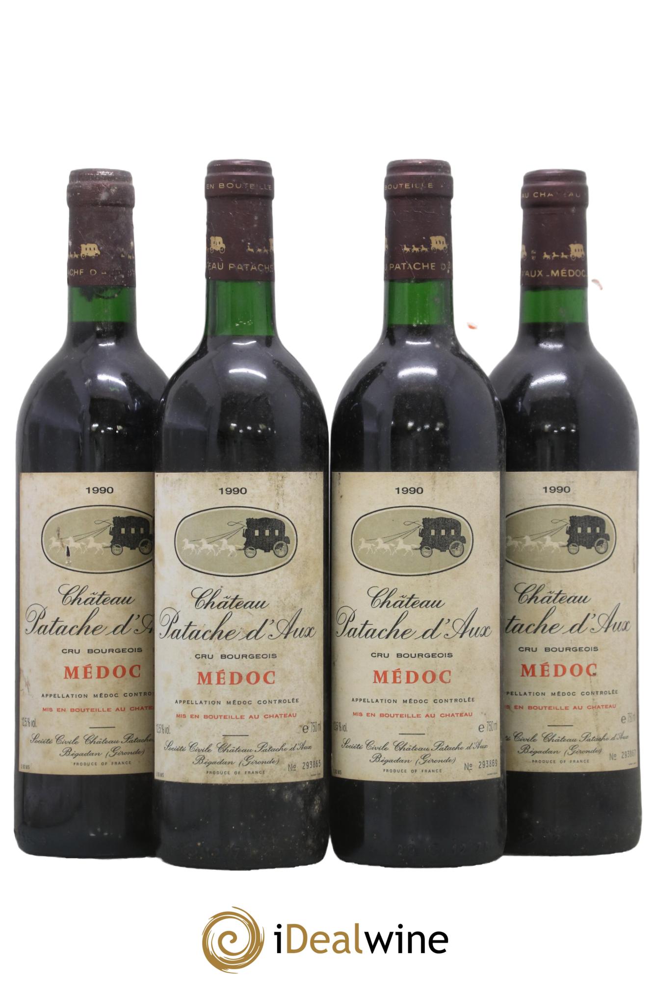 Château Patache d'Aux Cru Bourgeois 1990 - Lot of 4 bottles - 0