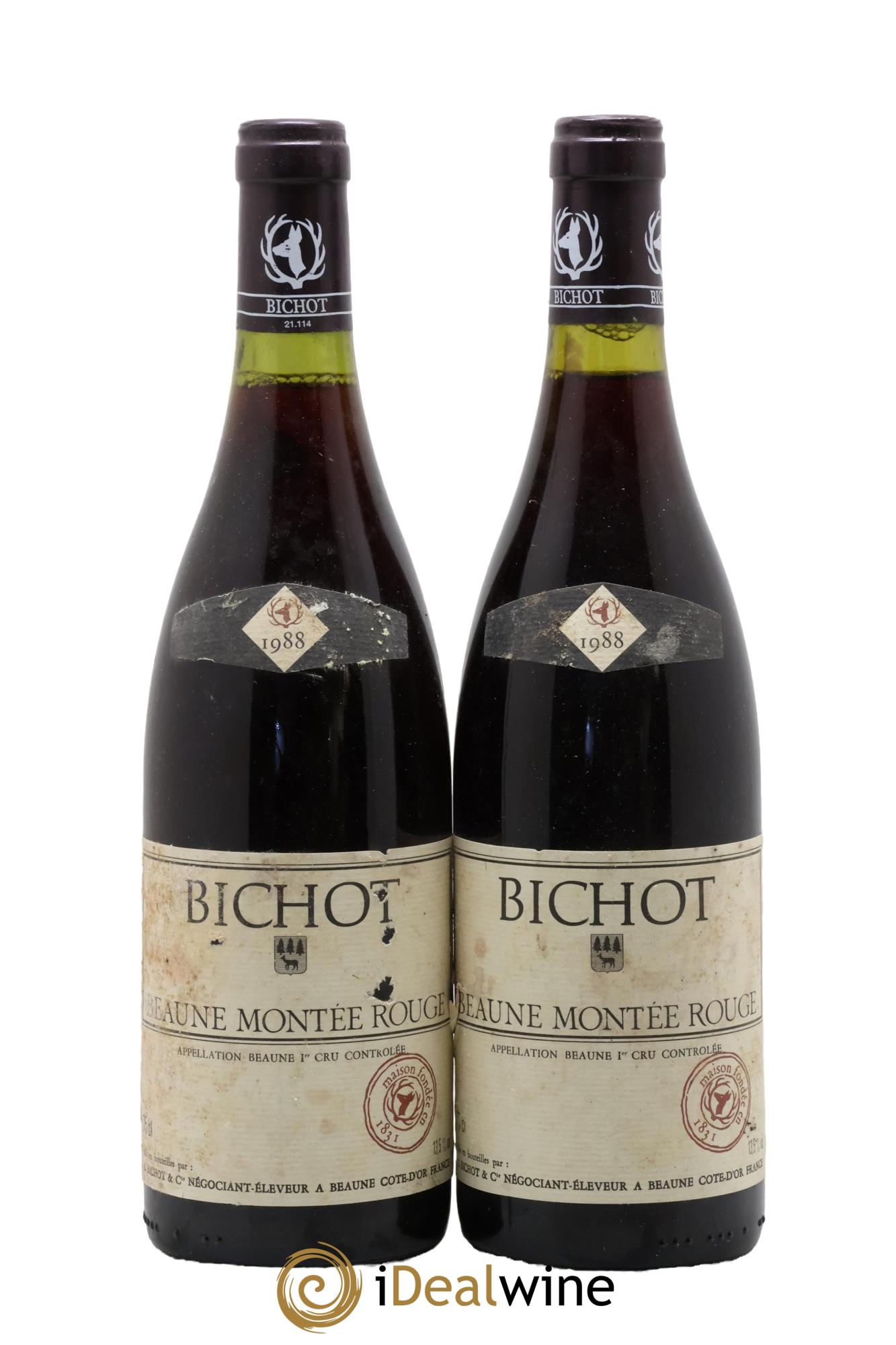 Beaune 1er Cru Montée Rouge Bichot 1988 - Lot de 2 bouteilles - 0
