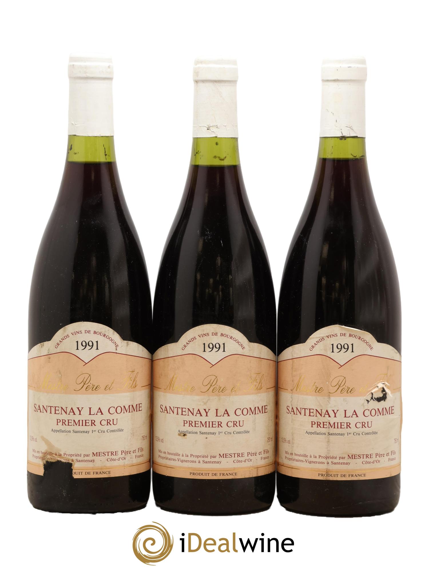 Santenay 1er Cru La Comme Mestre 1991 - Posten von 3 Flaschen - 0