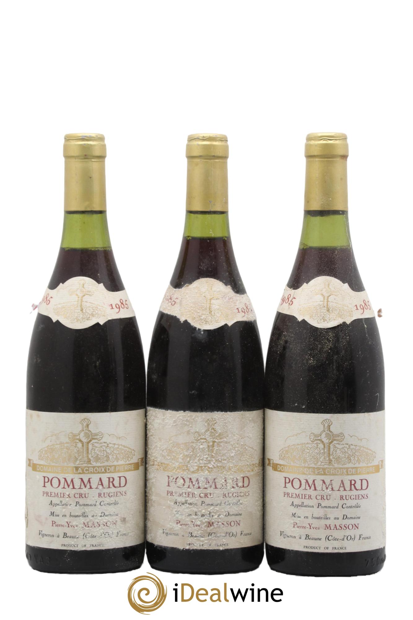 Pommard 1er Cru Rugiens Domaine De La Croix De Pierre Masson 1985 - Posten von 3 Flaschen - 0
