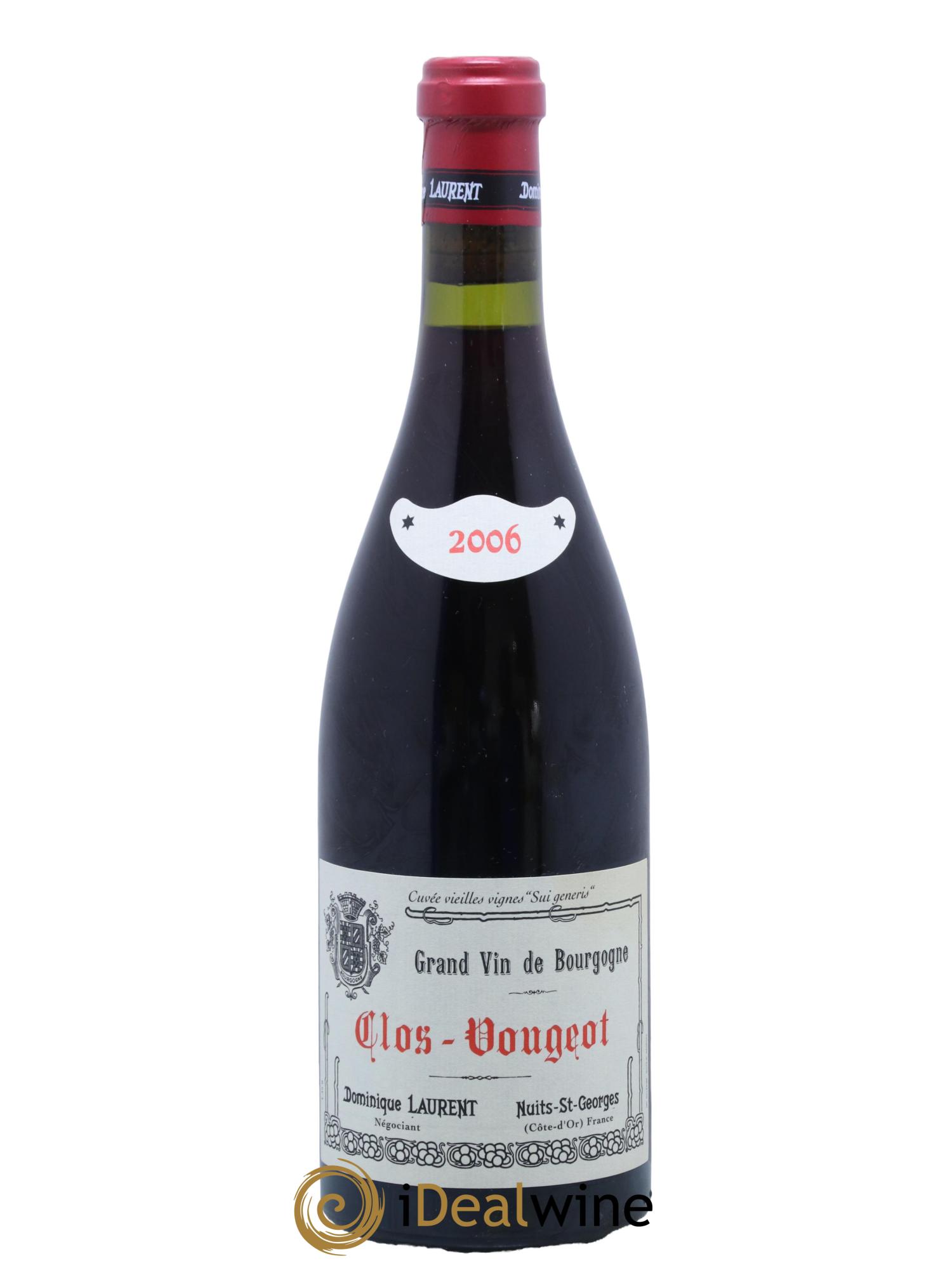 Clos de Vougeot Grand Cru Vieilles vignes Sui Generis Dominique Laurent 2006 - Lot de 1 bouteille - 0